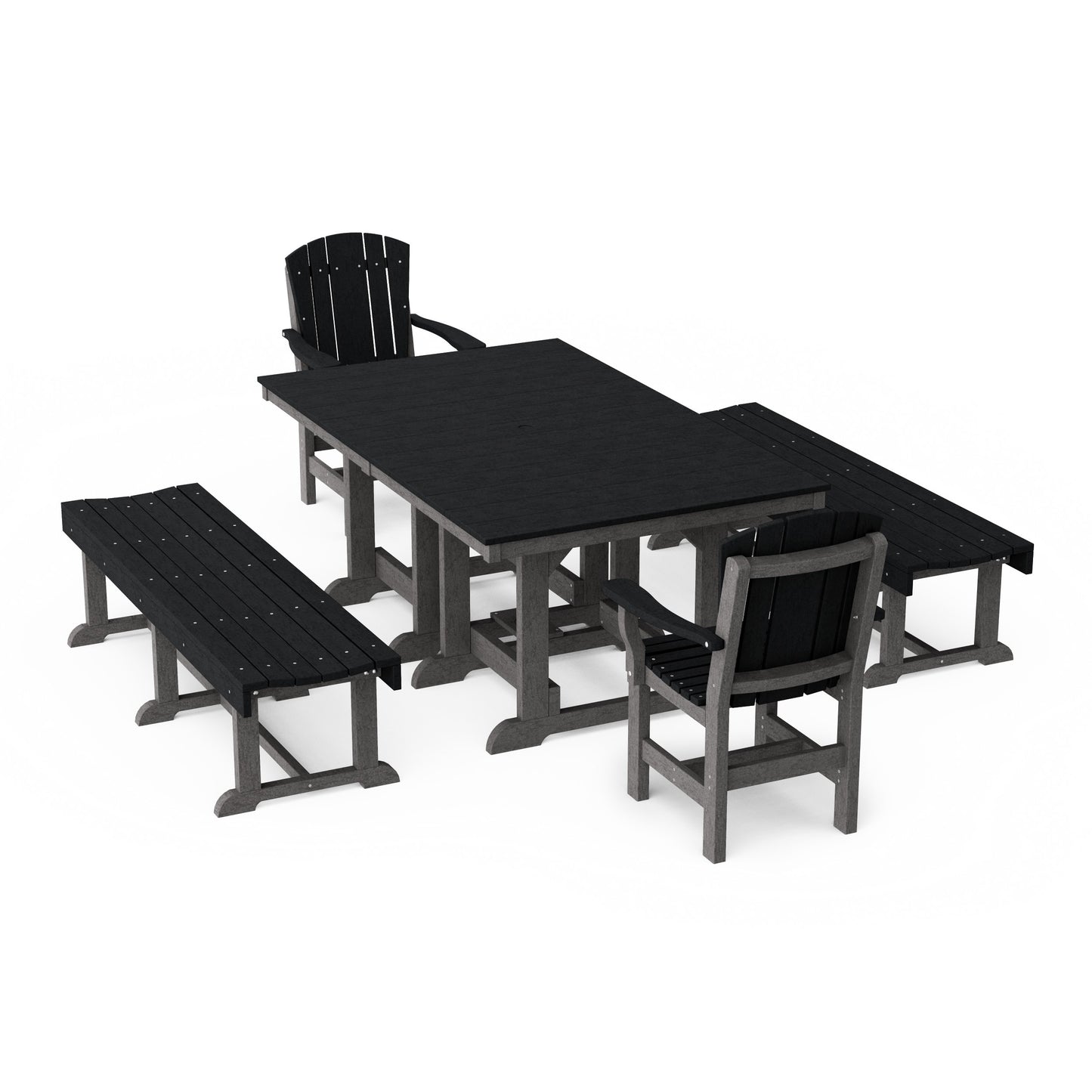 Heritage 5-Piece Rectangular Dining Set with Benches