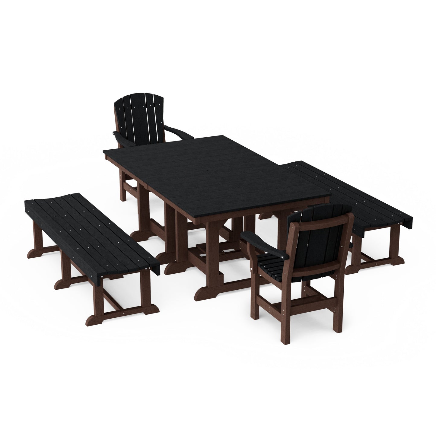 Heritage 5-Piece Rectangular Dining Set with Benches