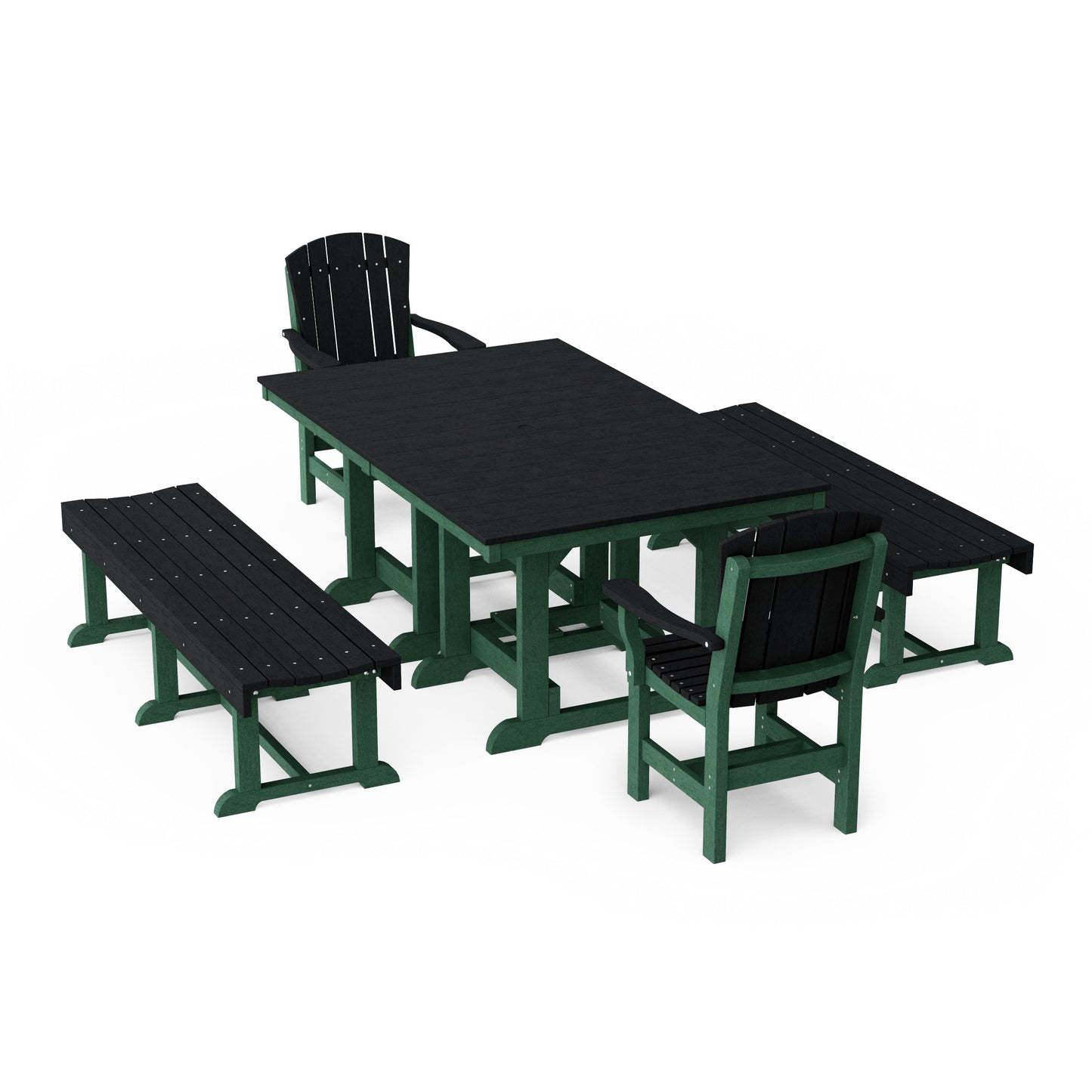 Heritage 5-Piece Rectangular Dining Set with Benches