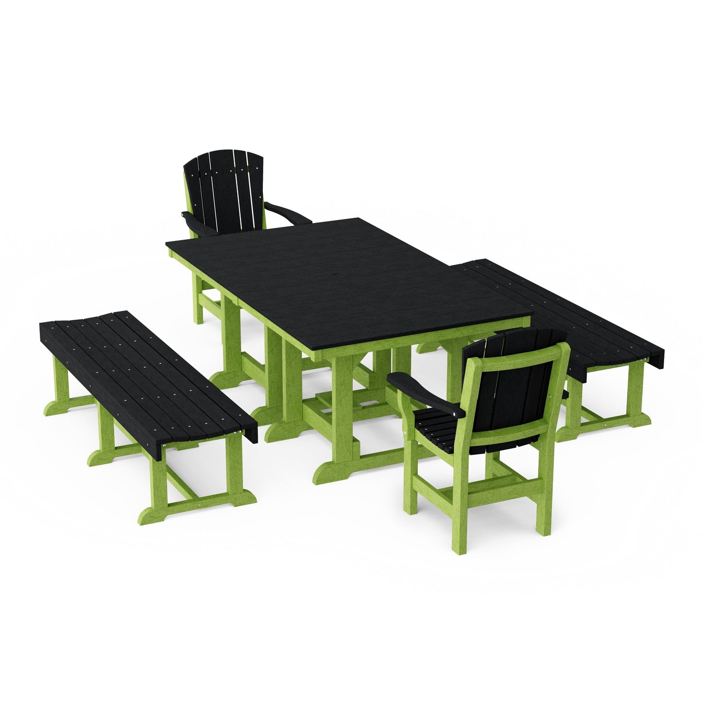 Heritage 5-Piece Rectangular Dining Set with Benches