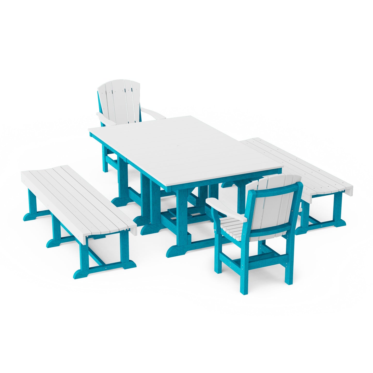 Heritage 5-Piece Rectangular Dining Set with Benches