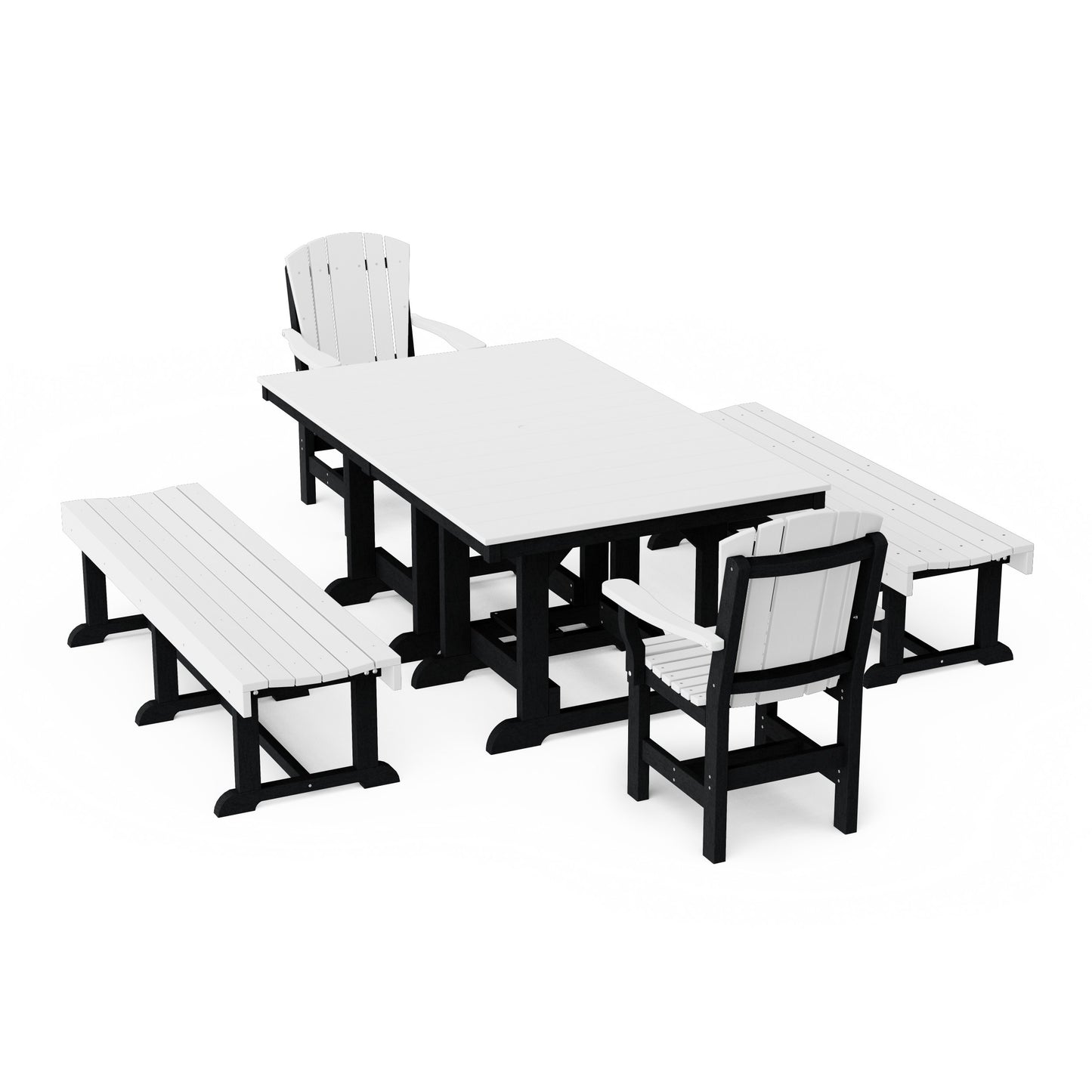Heritage 5-Piece Rectangular Dining Set with Benches