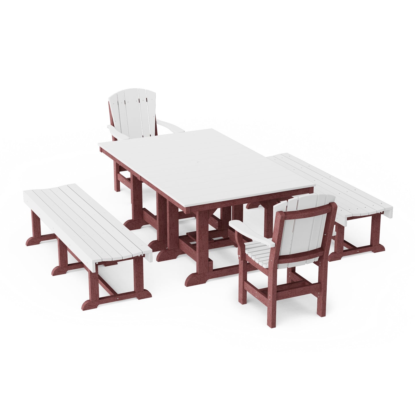 Heritage 5-Piece Rectangular Dining Set with Benches