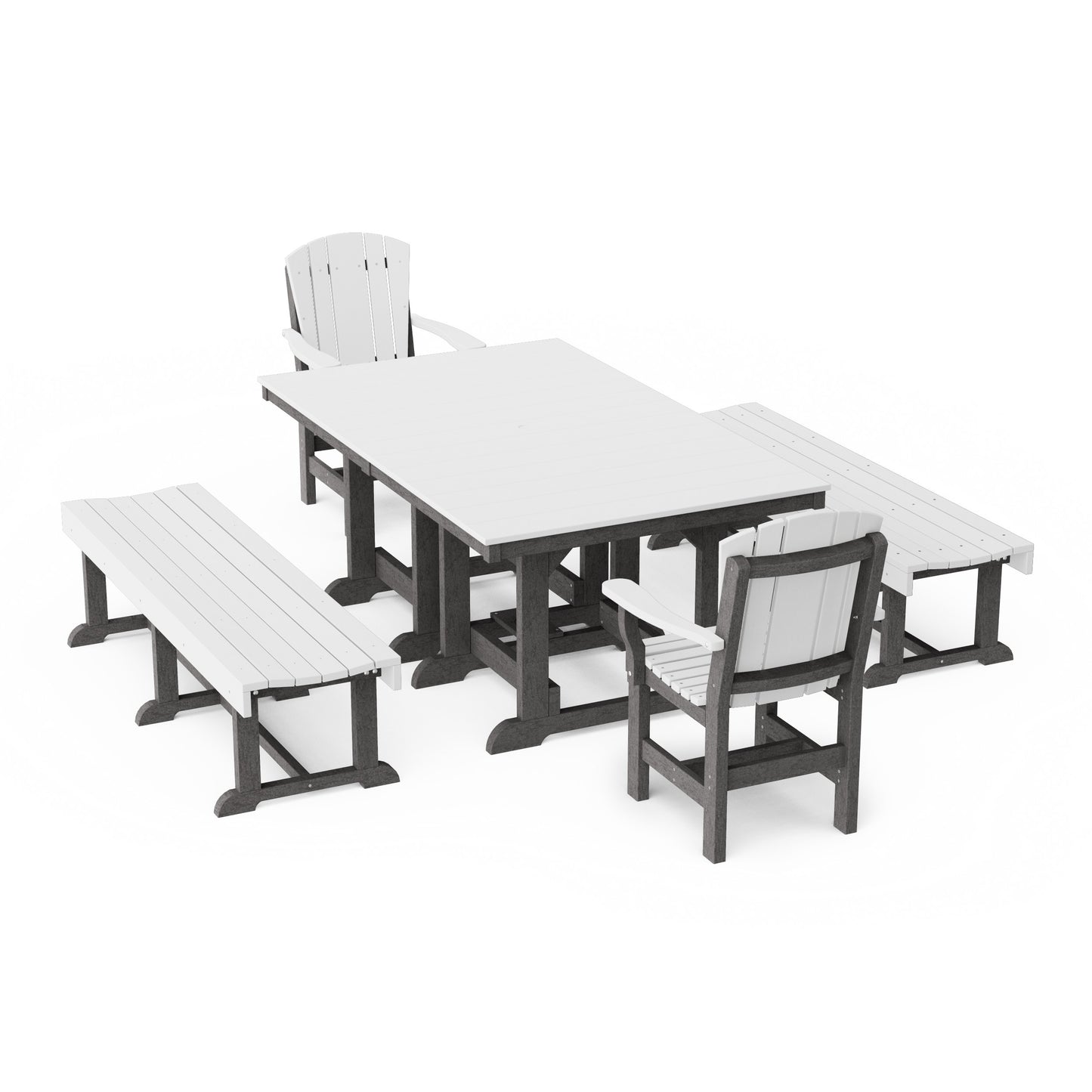 Heritage 5-Piece Rectangular Dining Set with Benches