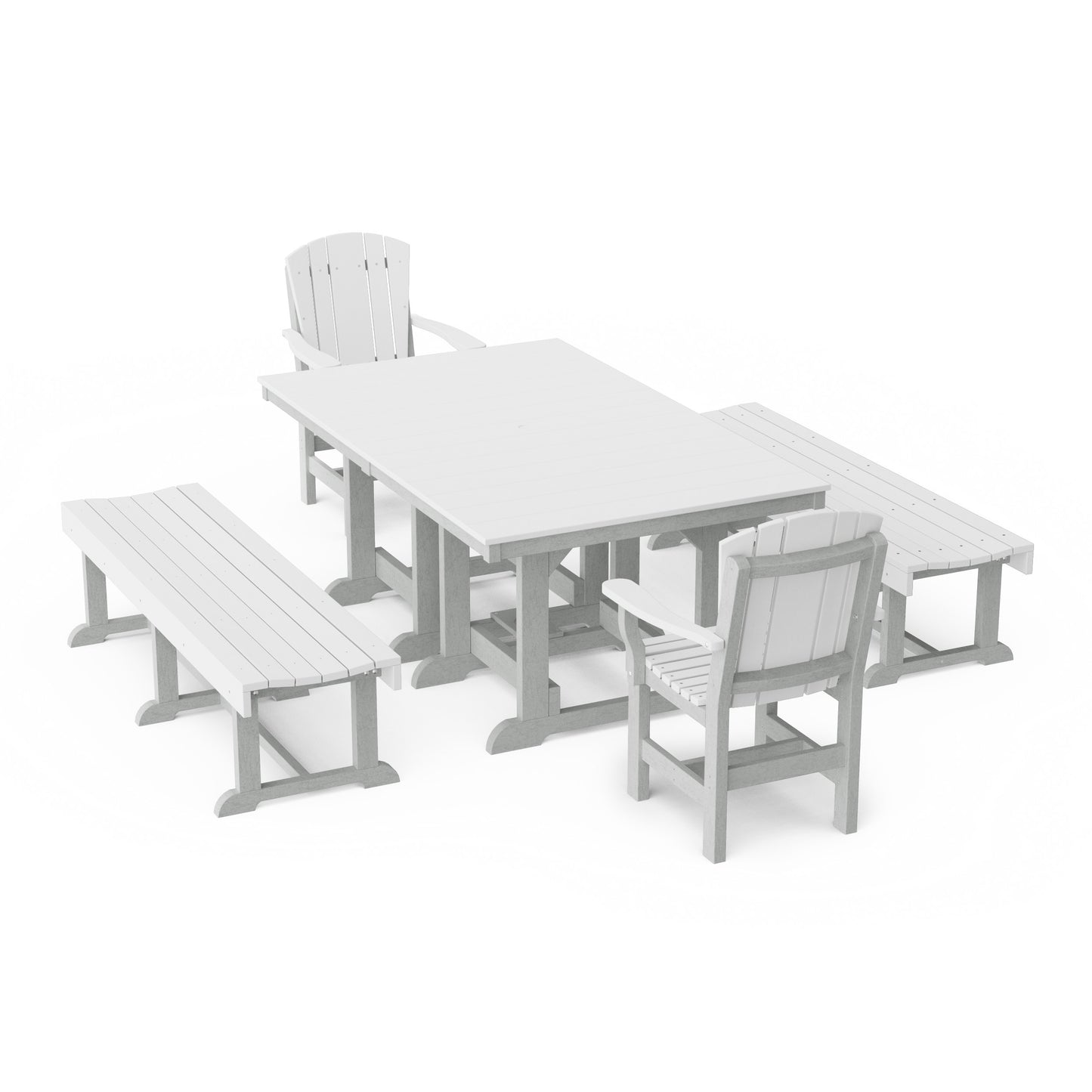 Heritage 5-Piece Rectangular Dining Set with Benches