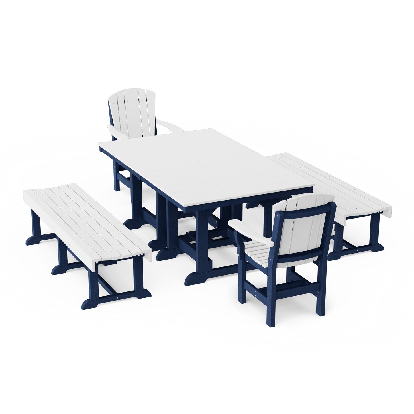 Heritage 5-Piece Rectangular Dining Set with Benches