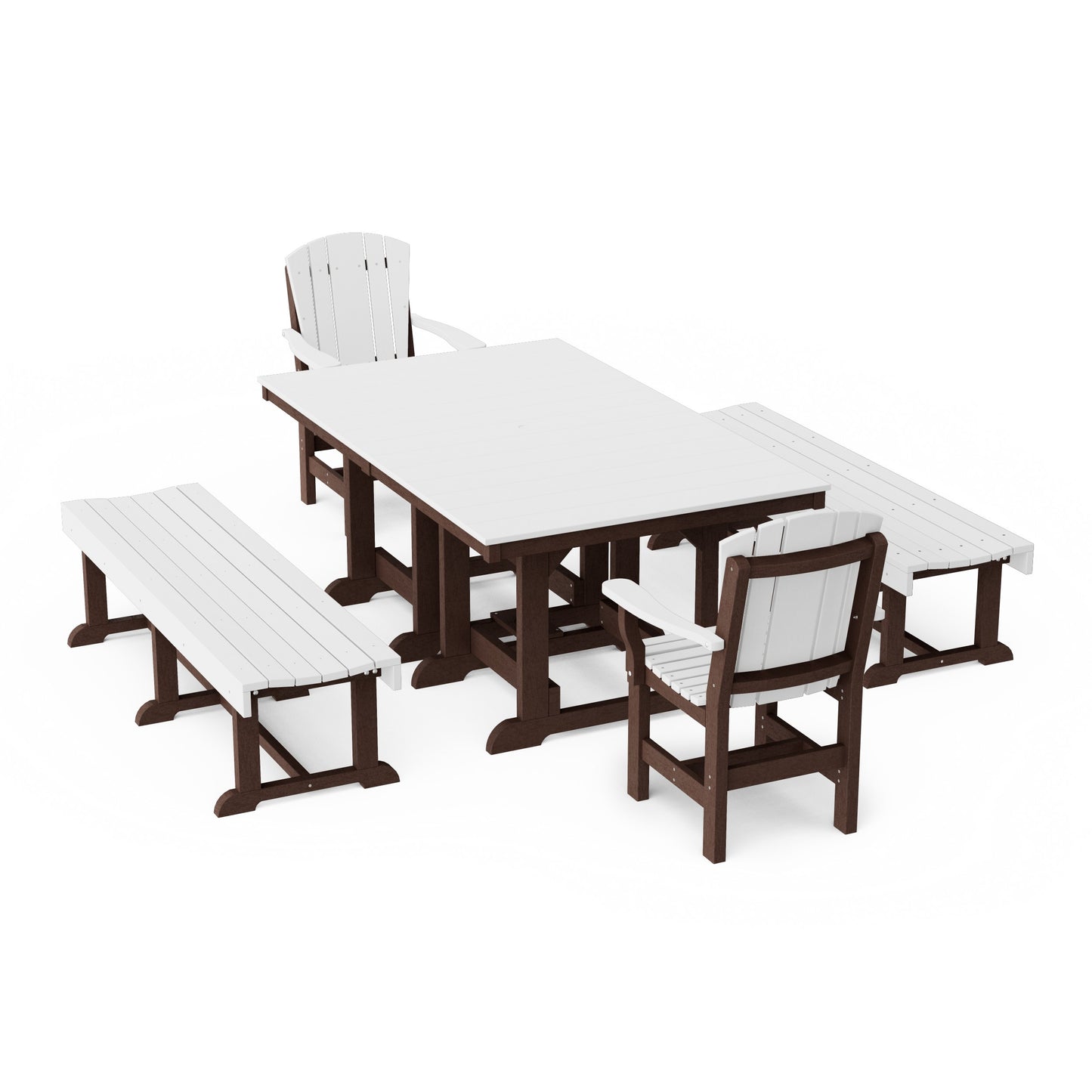 Heritage 5-Piece Rectangular Dining Set with Benches