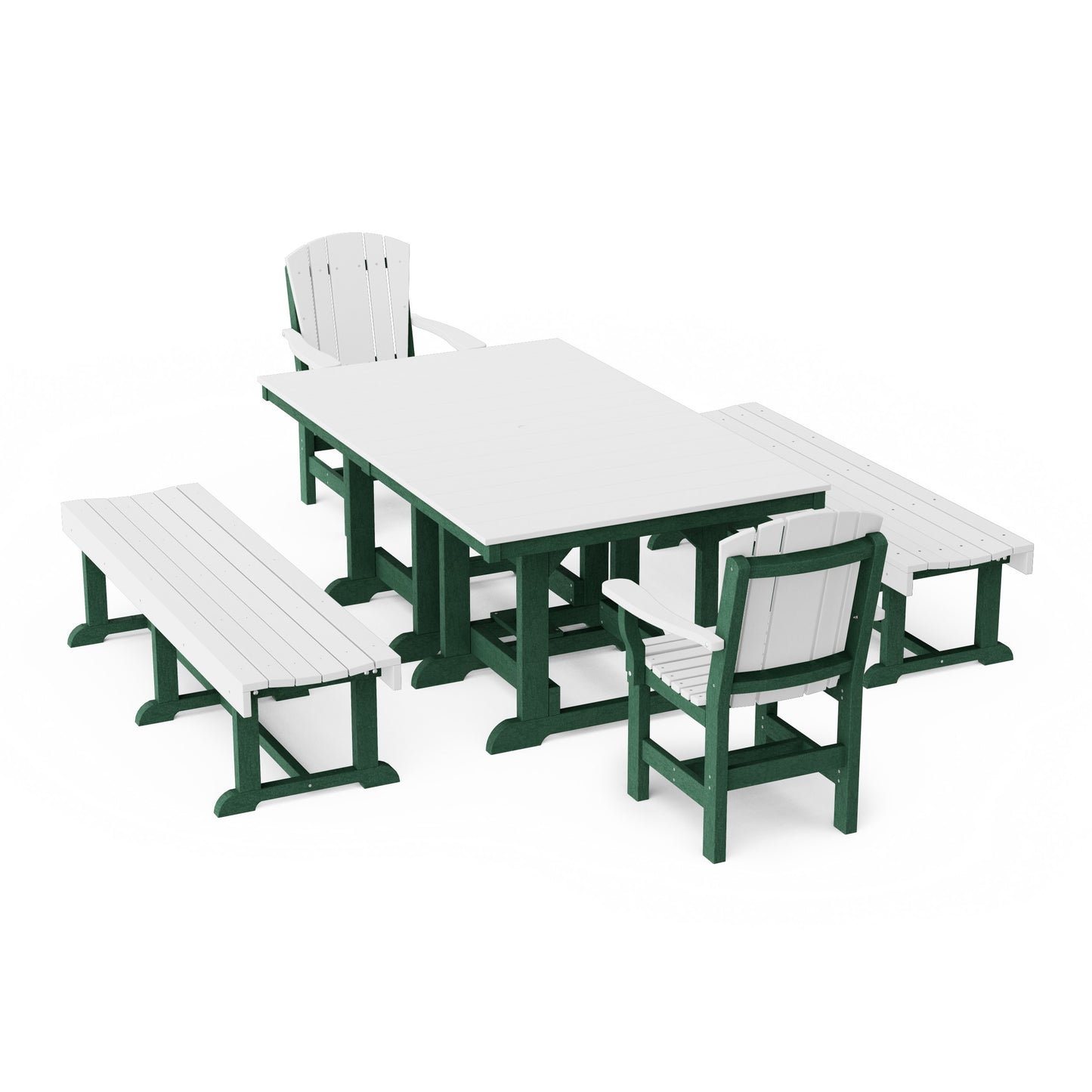 Heritage 5-Piece Rectangular Dining Set with Benches