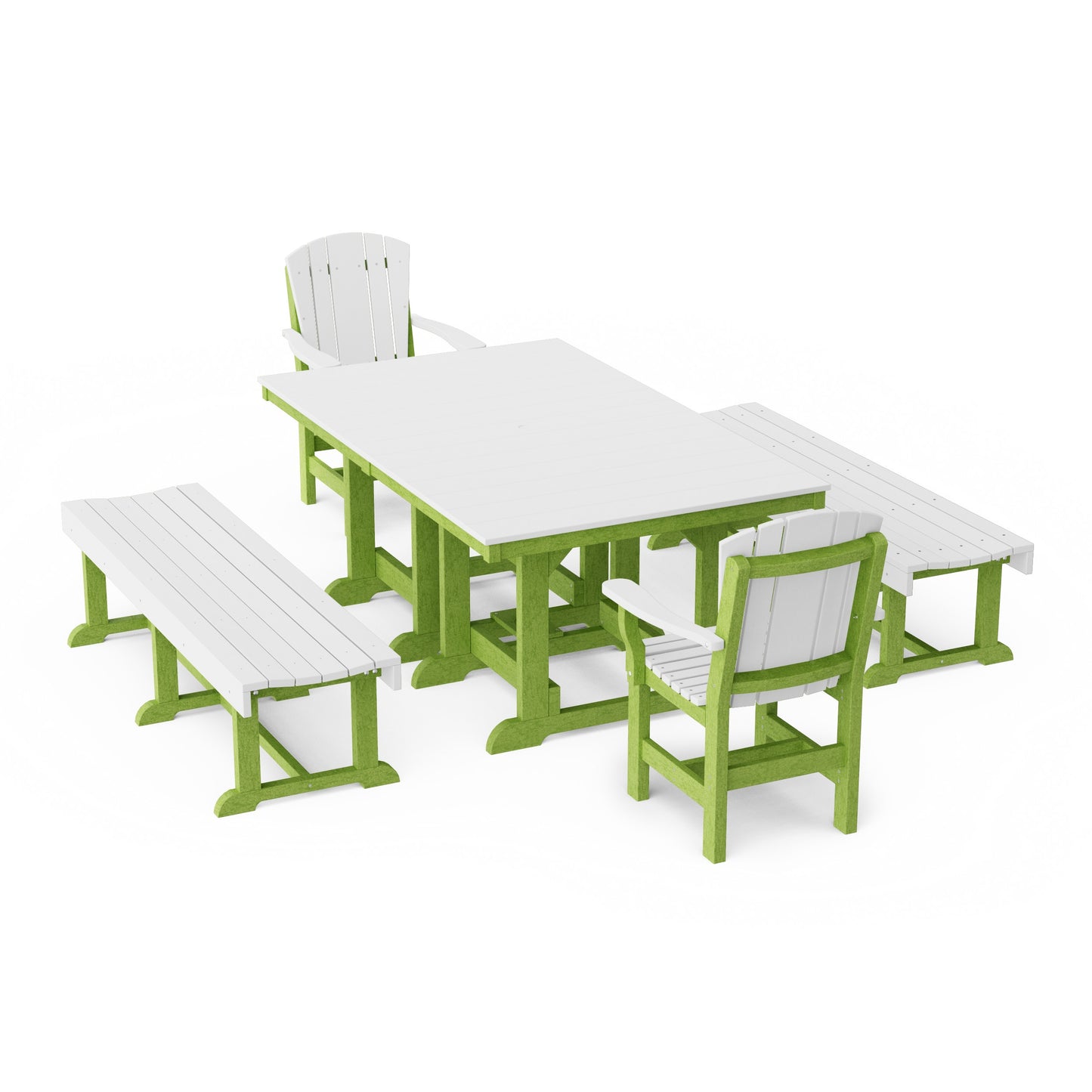 Heritage 5-Piece Rectangular Dining Set with Benches