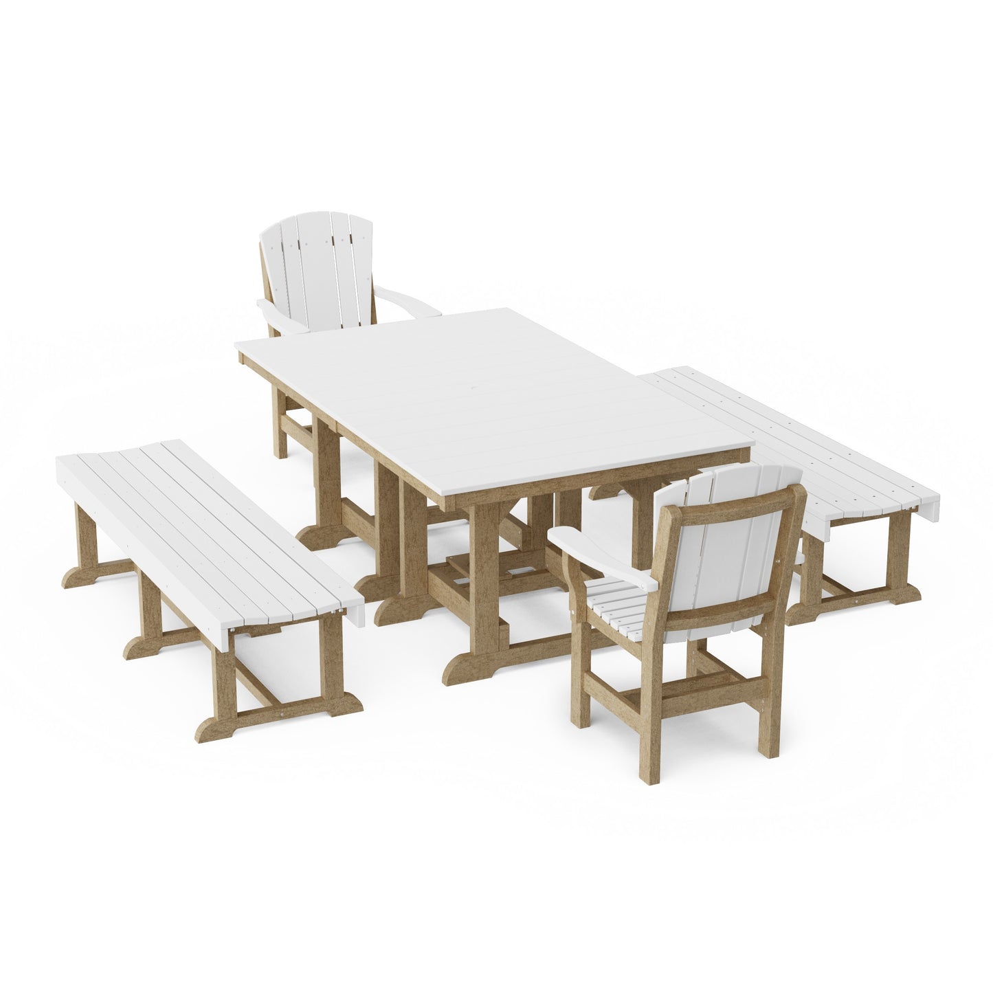 Heritage 5-Piece Rectangular Dining Set with Benches
