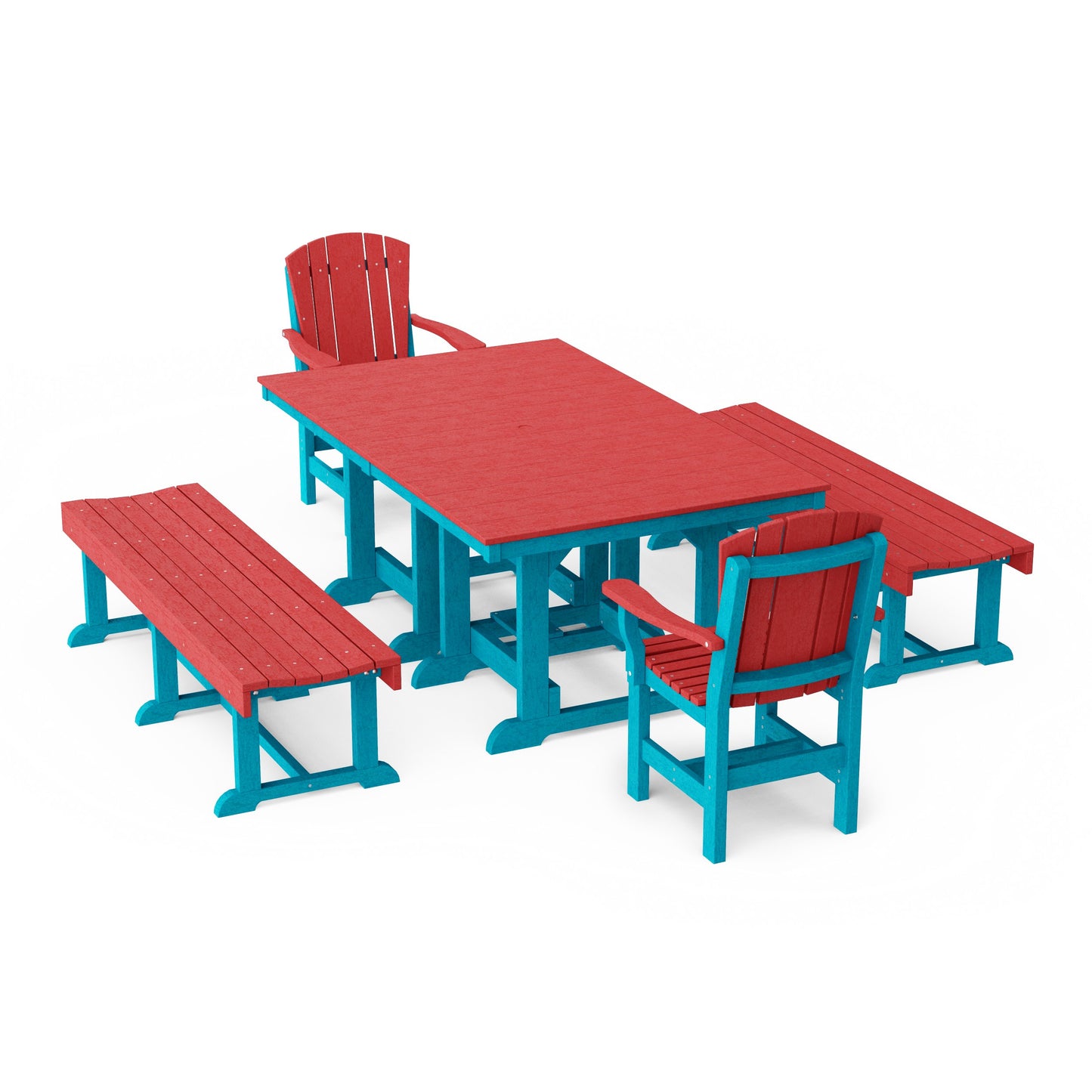 Heritage 5-Piece Rectangular Dining Set with Benches
