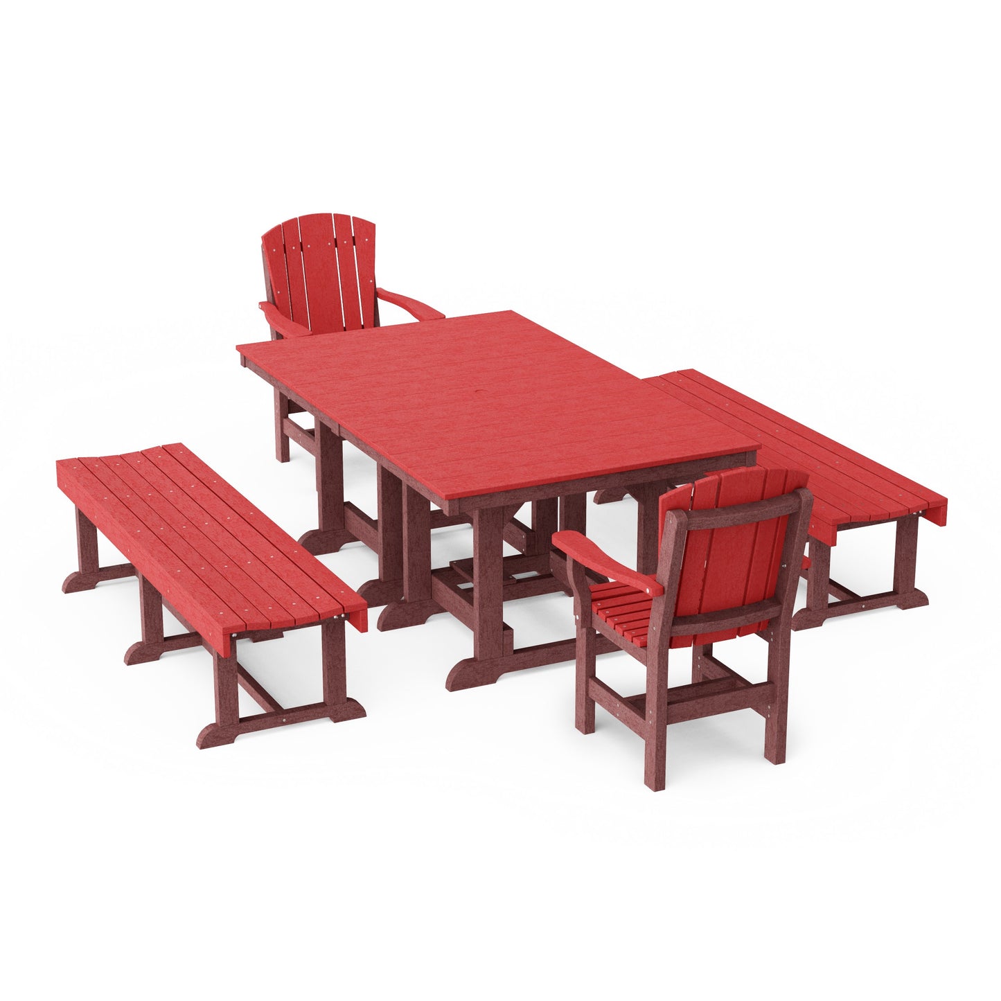 Heritage 5-Piece Rectangular Dining Set with Benches