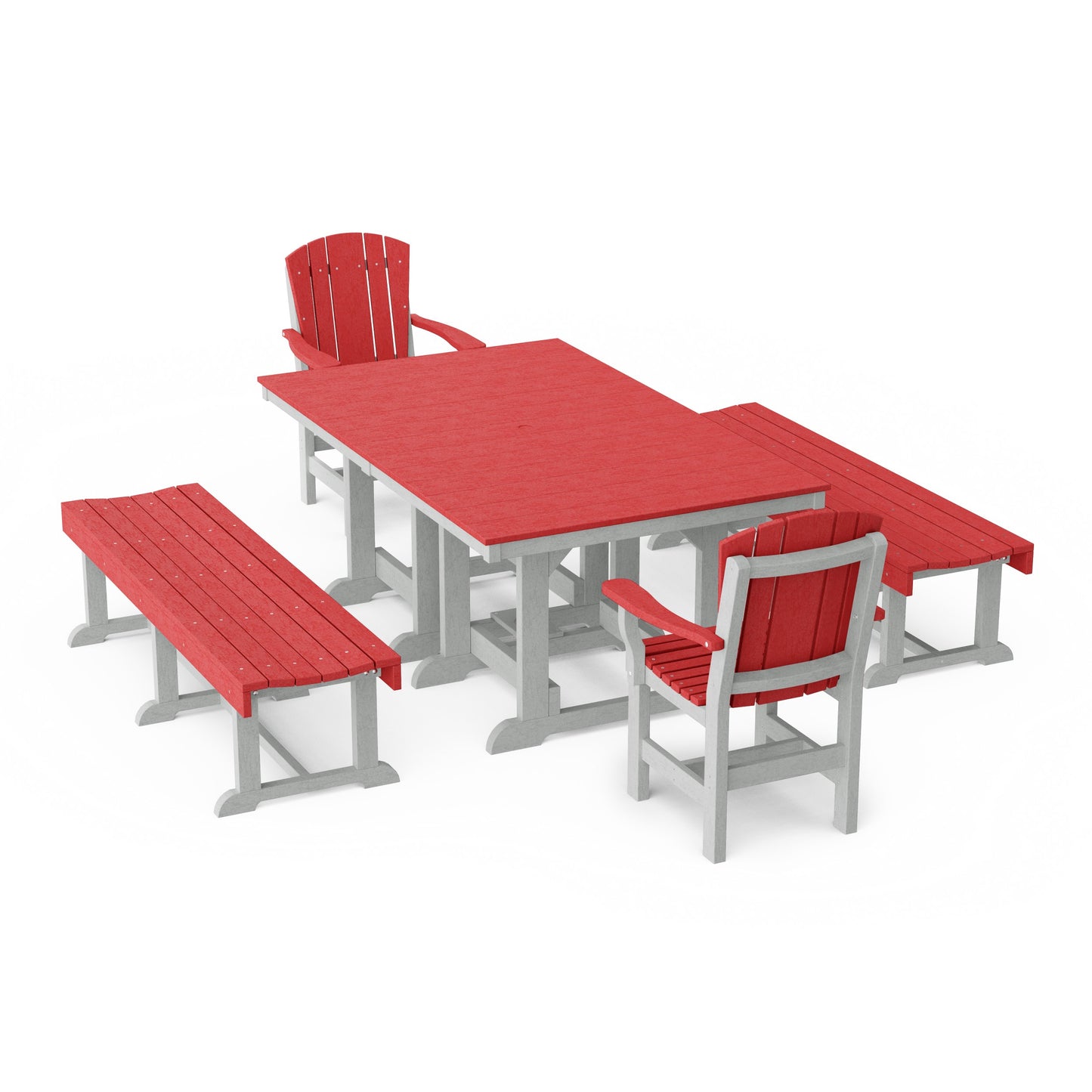 Heritage 5-Piece Rectangular Dining Set with Benches