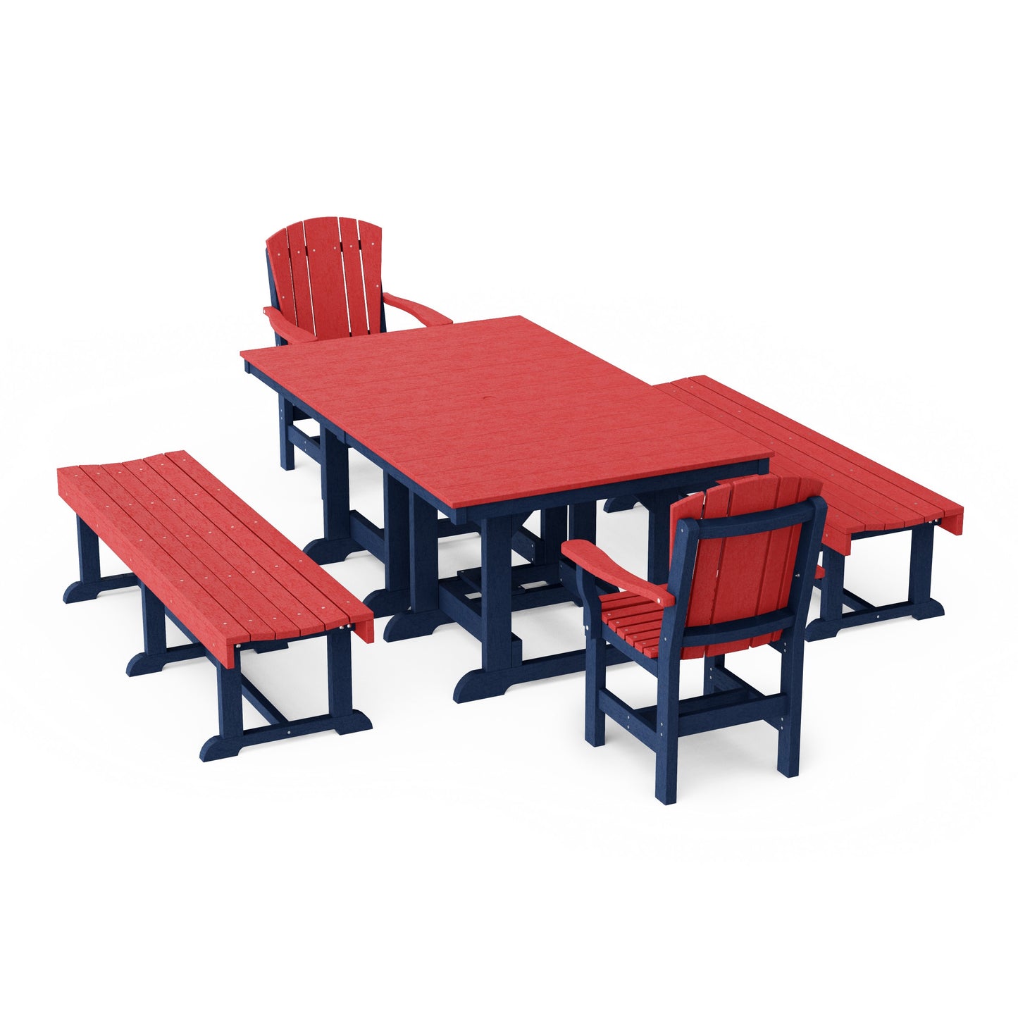 Heritage 5-Piece Rectangular Dining Set with Benches