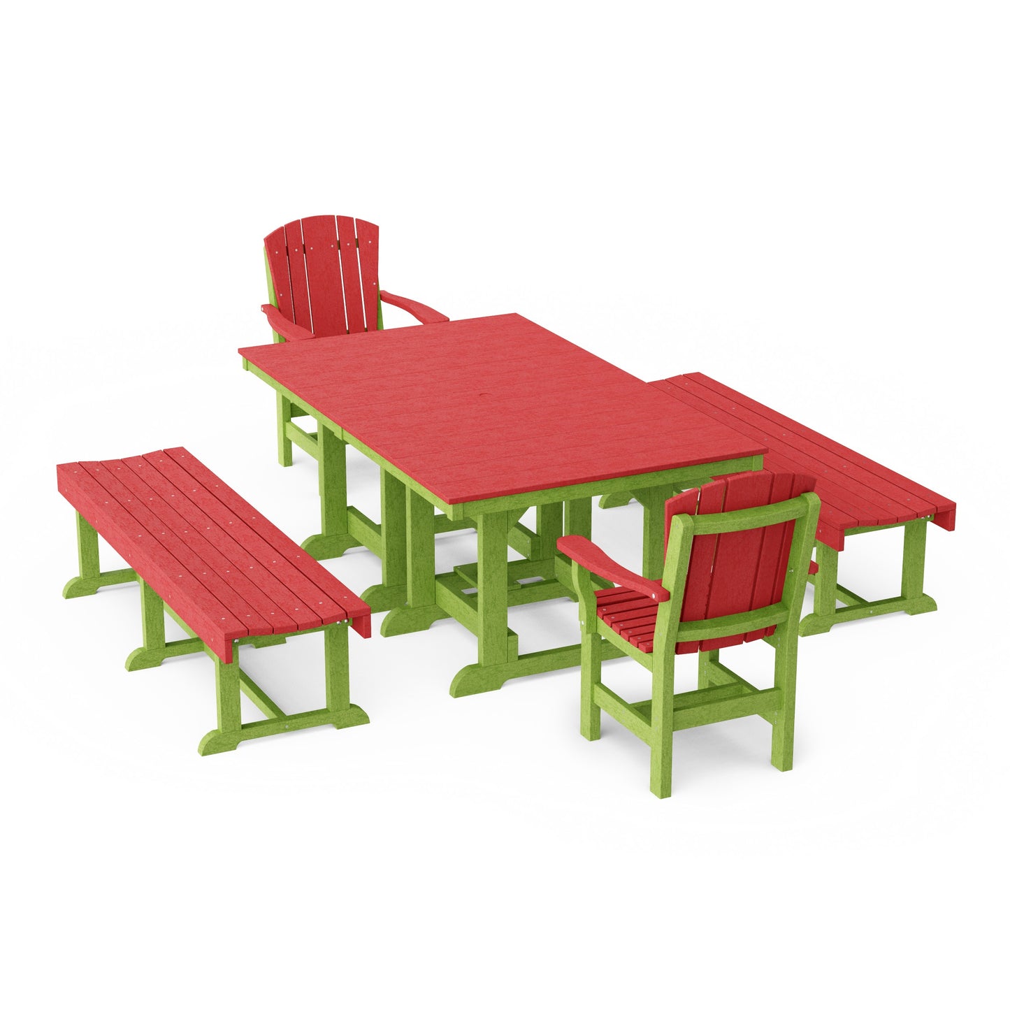 Heritage 5-Piece Rectangular Dining Set with Benches
