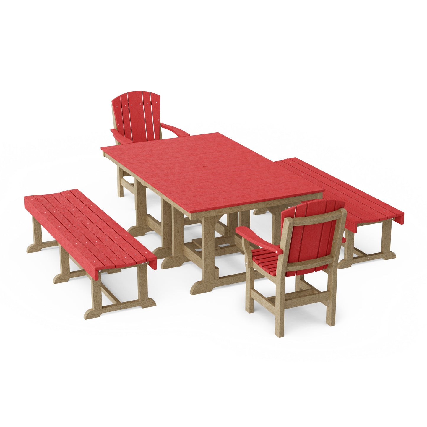 Heritage 5-Piece Rectangular Dining Set with Benches
