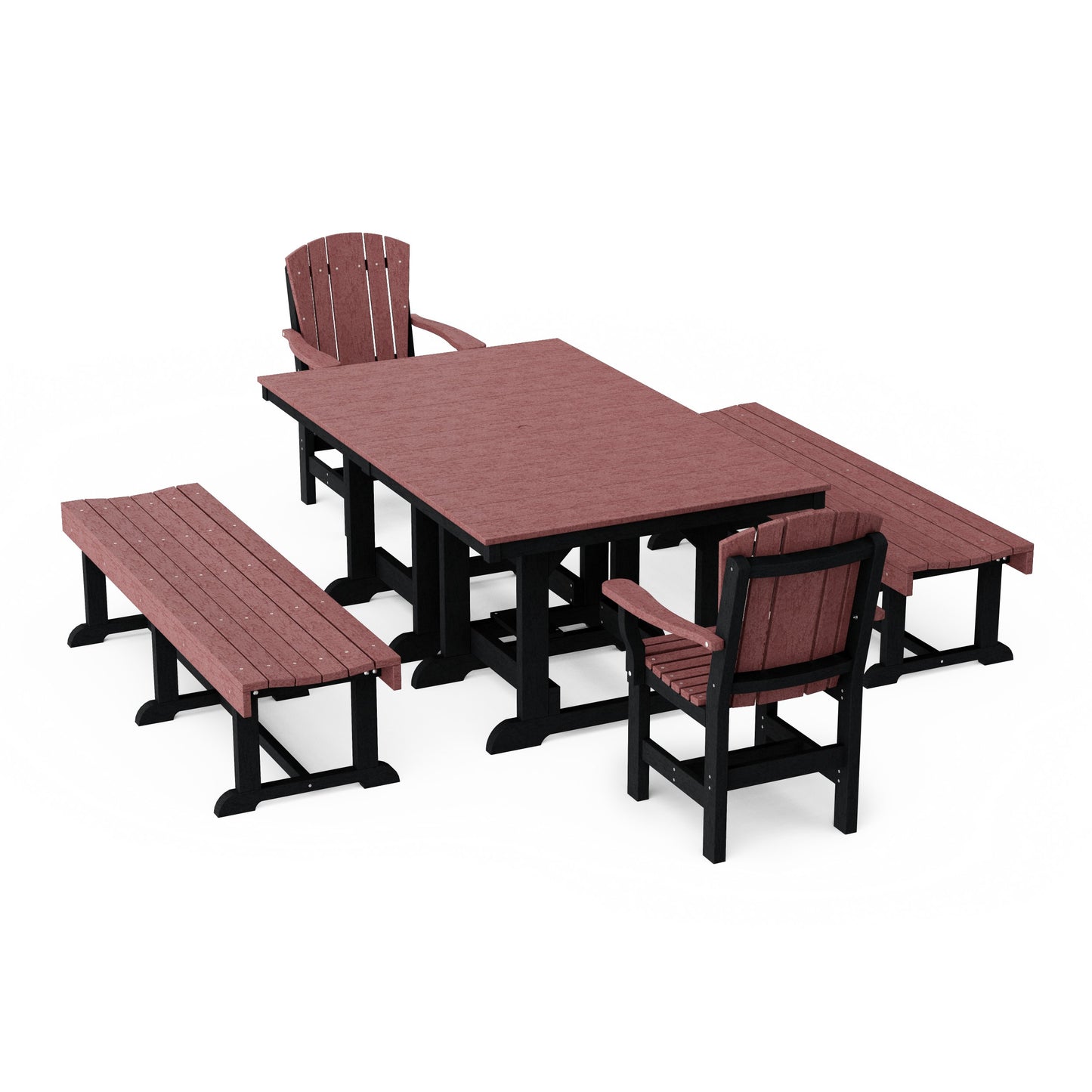 Heritage 5-Piece Rectangular Dining Set with Benches
