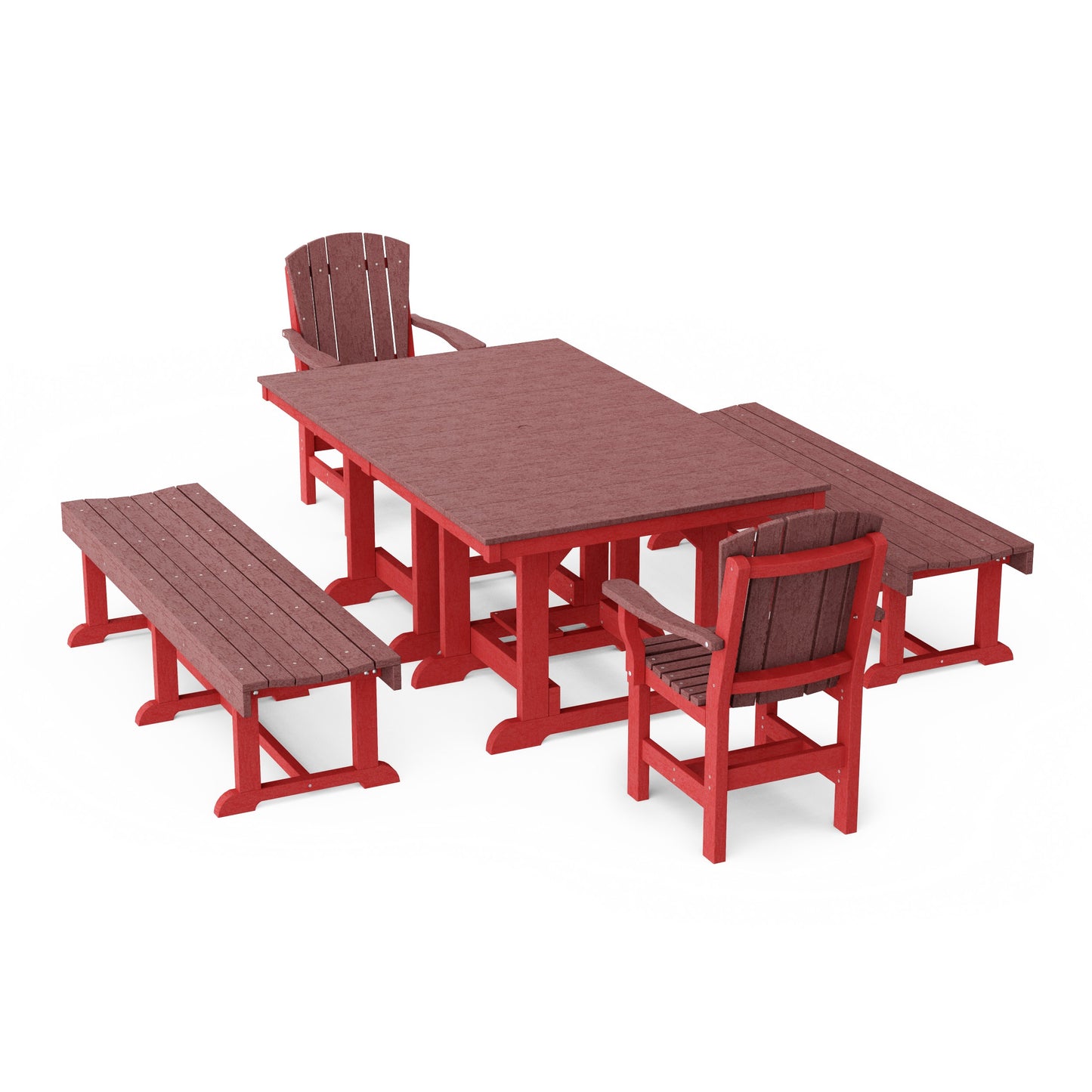 Heritage 5-Piece Rectangular Dining Set with Benches