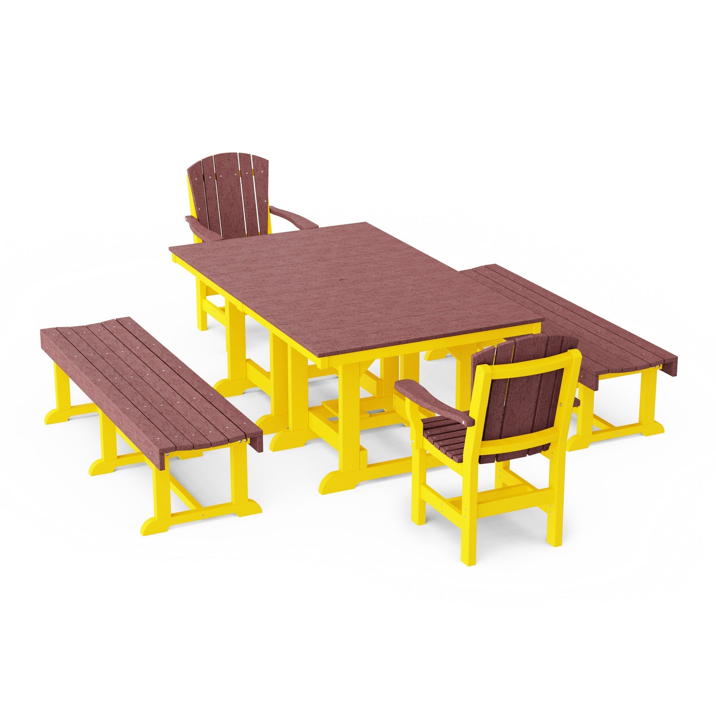 Heritage 5-Piece Rectangular Dining Set with Benches