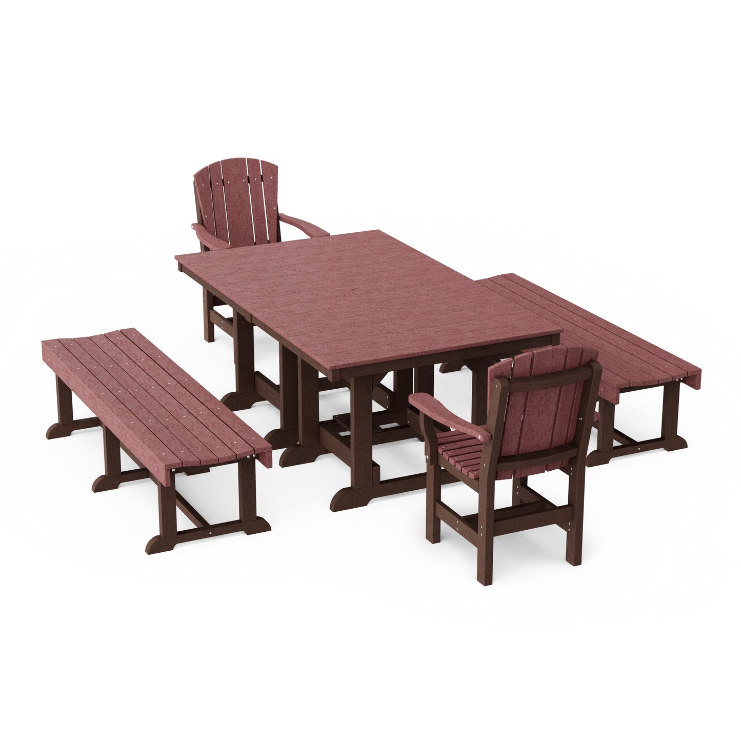 Heritage 5-Piece Rectangular Dining Set with Benches