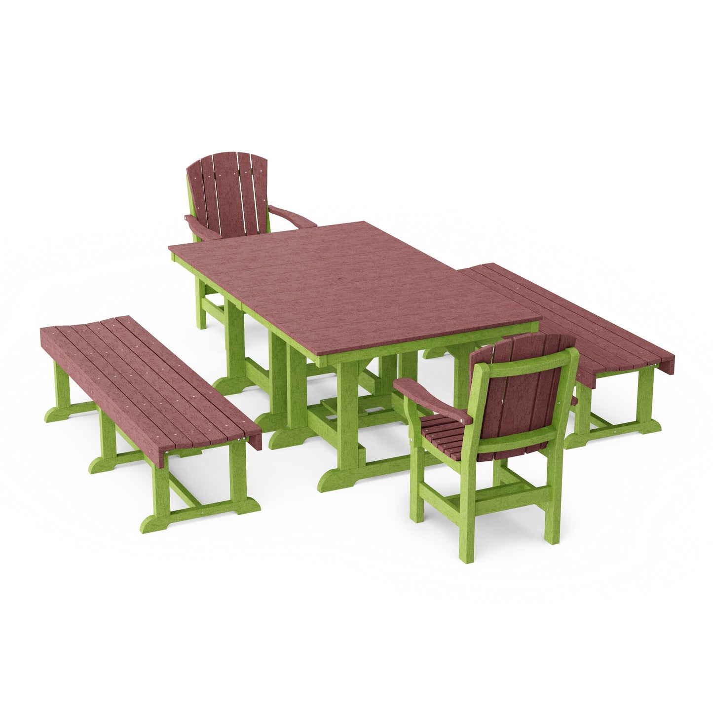 Heritage 5-Piece Rectangular Dining Set with Benches