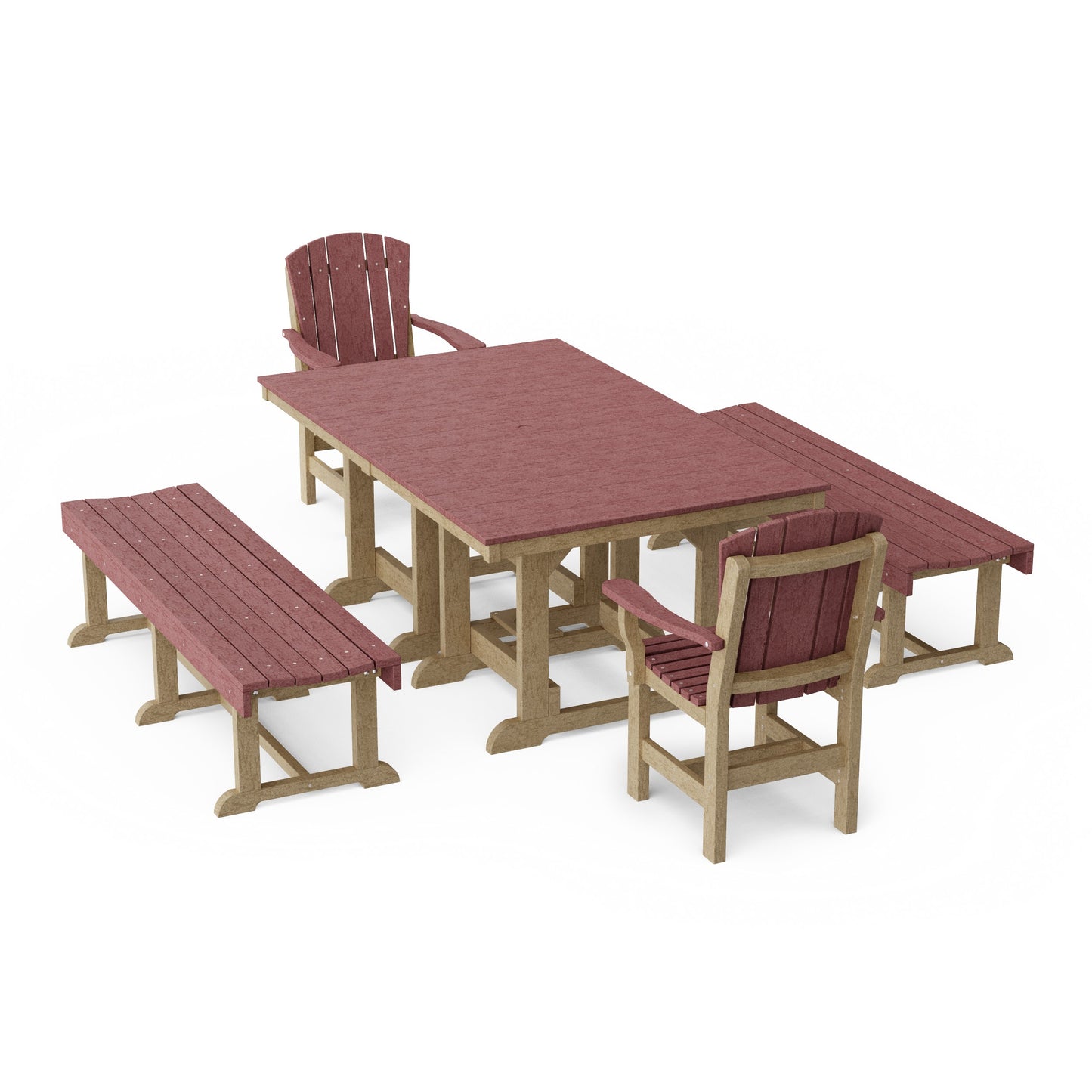 Heritage 5-Piece Rectangular Dining Set with Benches