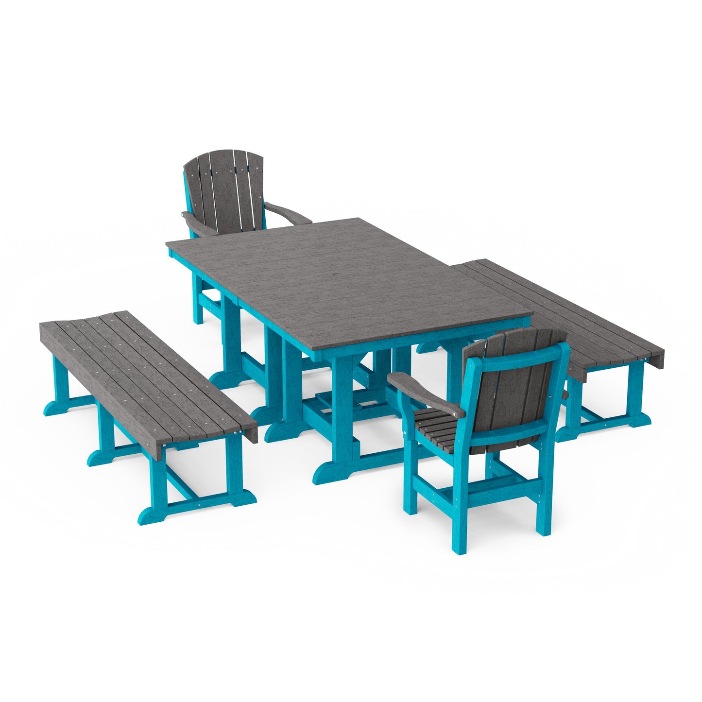 Heritage 5-Piece Rectangular Dining Set with Benches