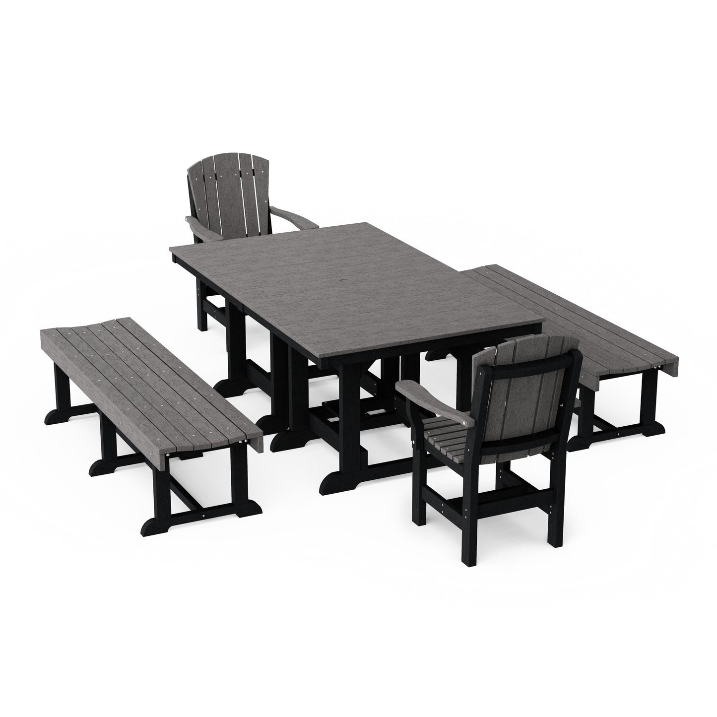 Heritage 5-Piece Rectangular Dining Set with Benches