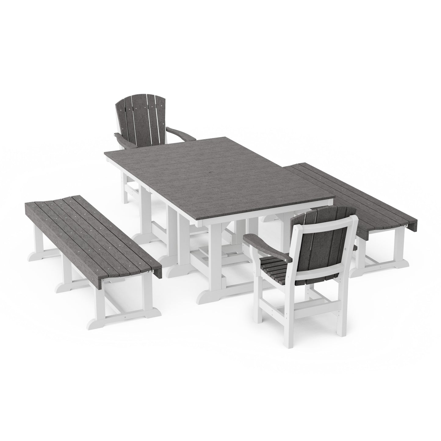 Heritage 5-Piece Rectangular Dining Set with Benches