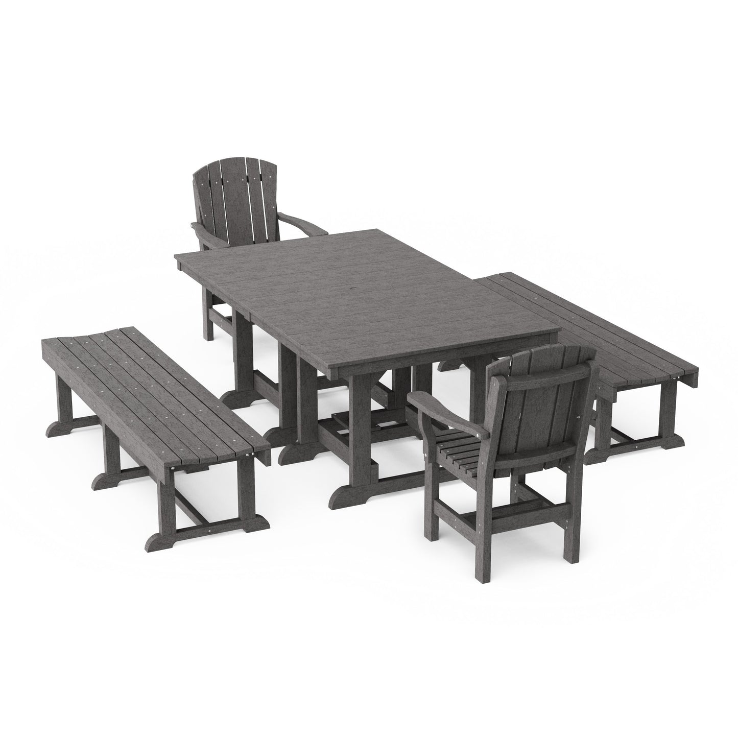 Heritage 5-Piece Rectangular Dining Set with Benches