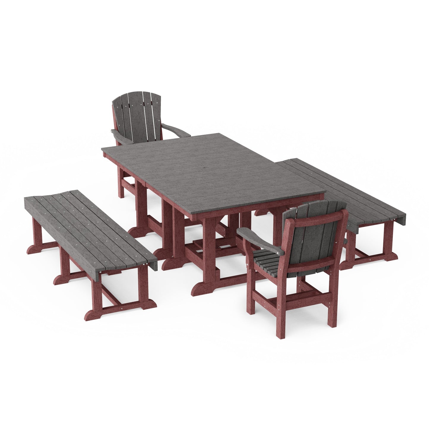 Heritage 5-Piece Rectangular Dining Set with Benches
