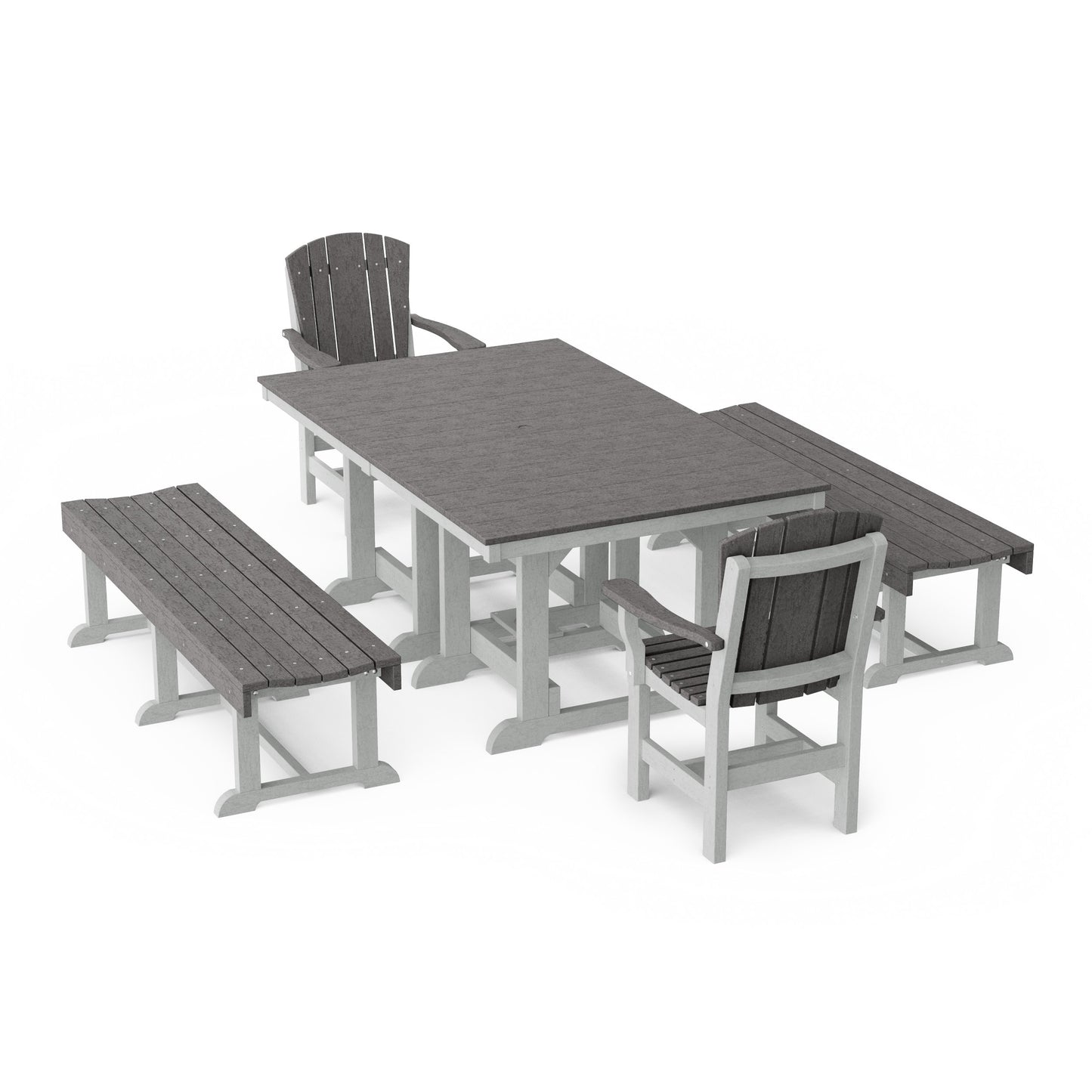 Heritage 5-Piece Rectangular Dining Set with Benches