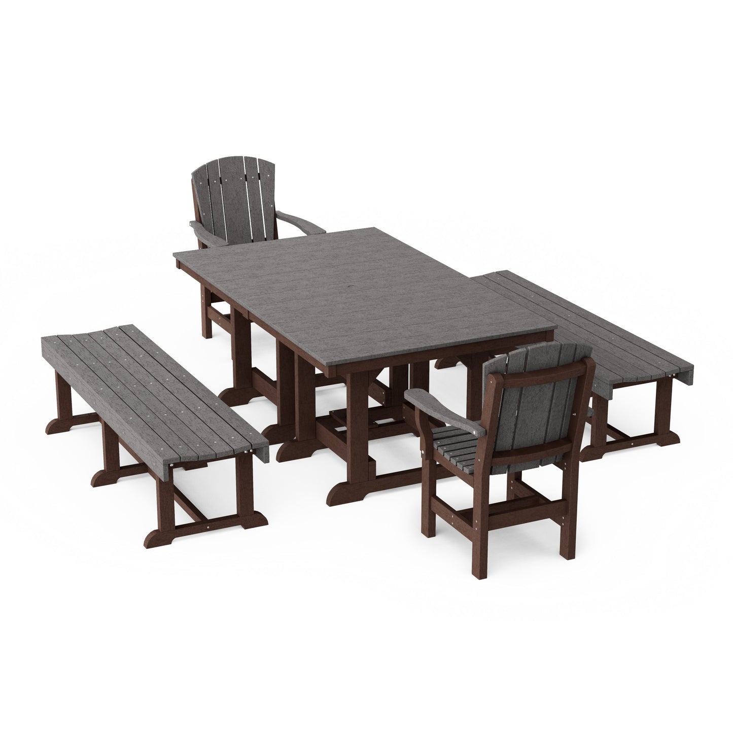 Heritage 5-Piece Rectangular Dining Set with Benches