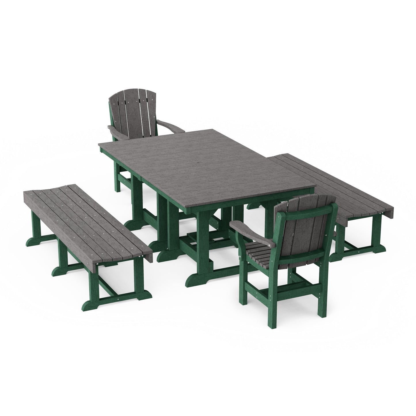 Heritage 5-Piece Rectangular Dining Set with Benches