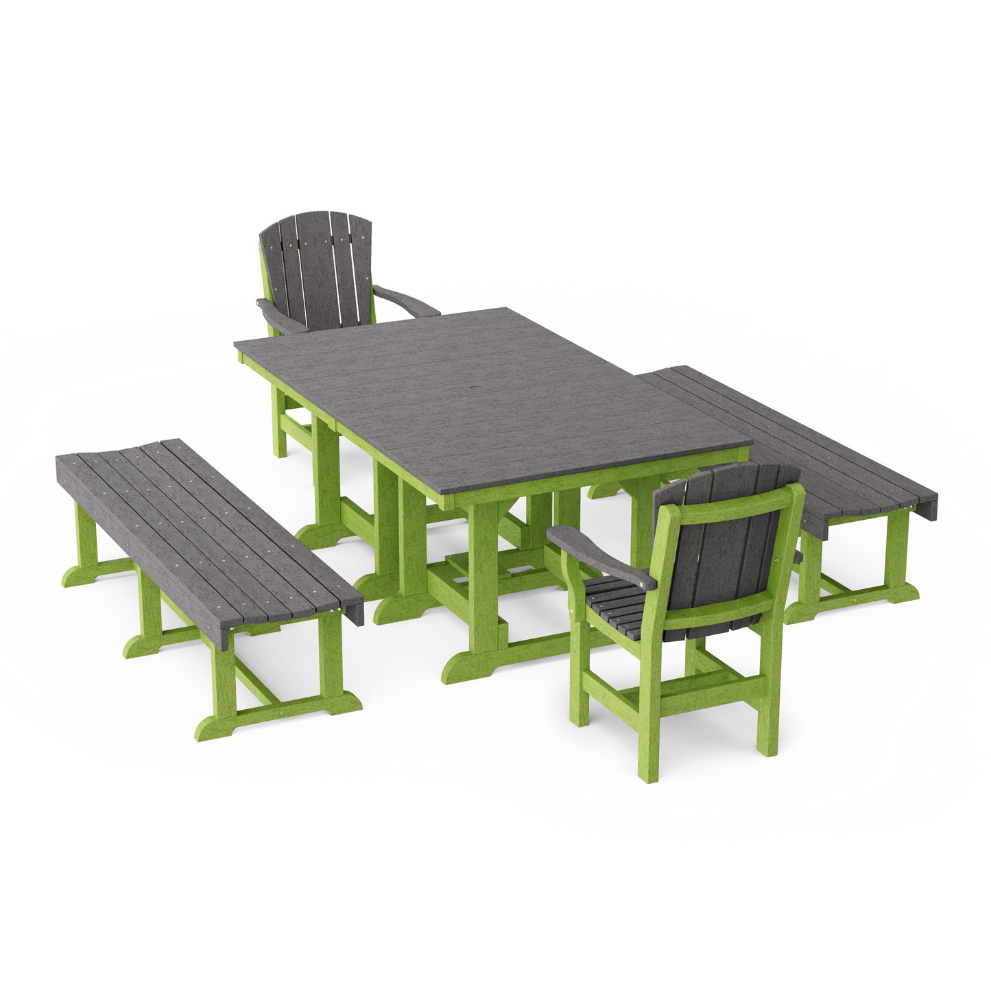 Heritage 5-Piece Rectangular Dining Set with Benches