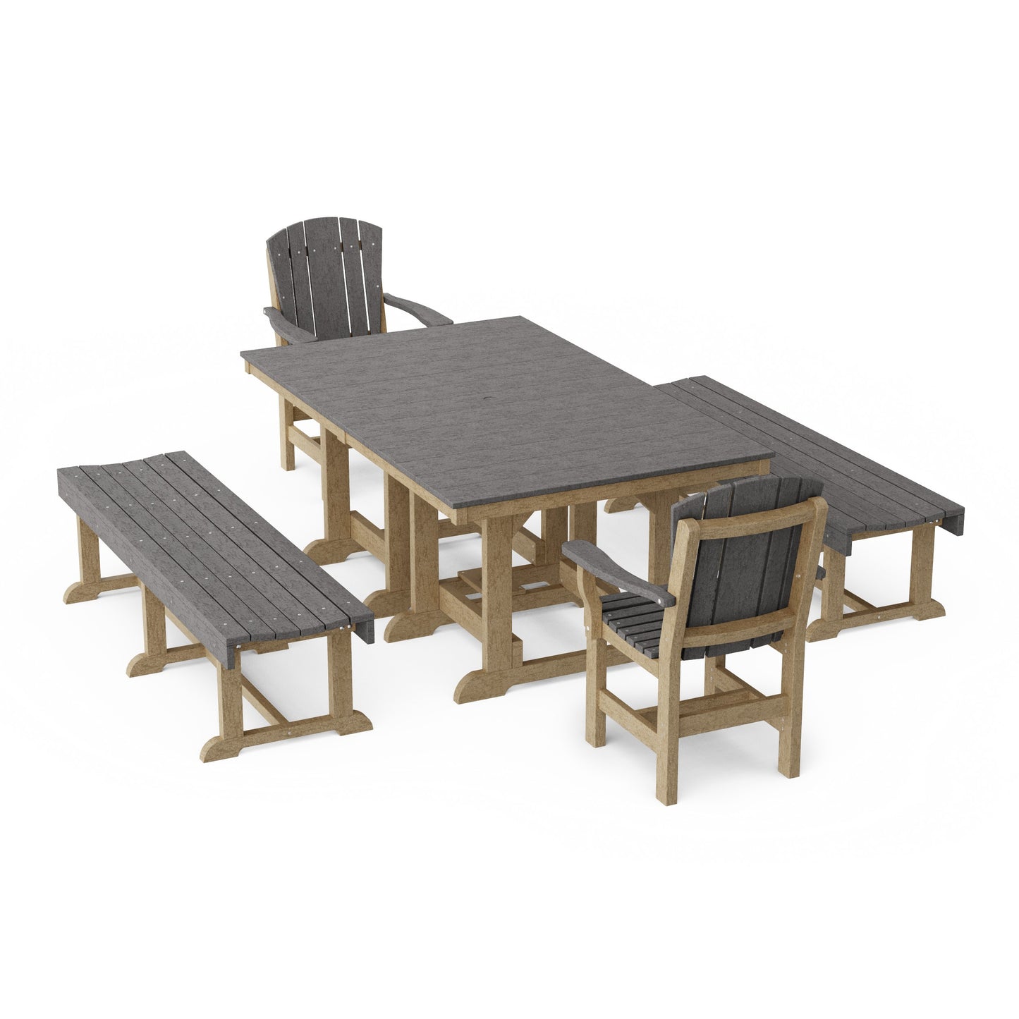 Heritage 5-Piece Rectangular Dining Set with Benches