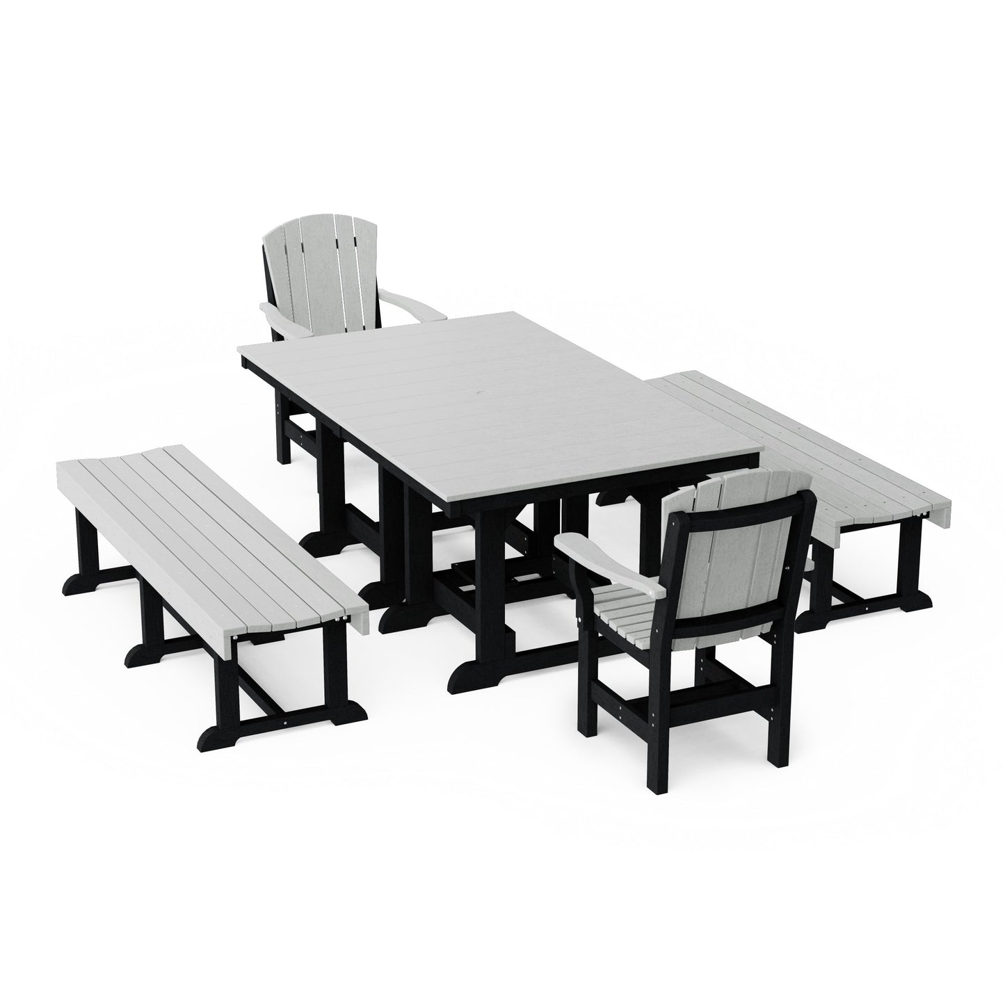 Heritage 5-Piece Rectangular Dining Set with Benches