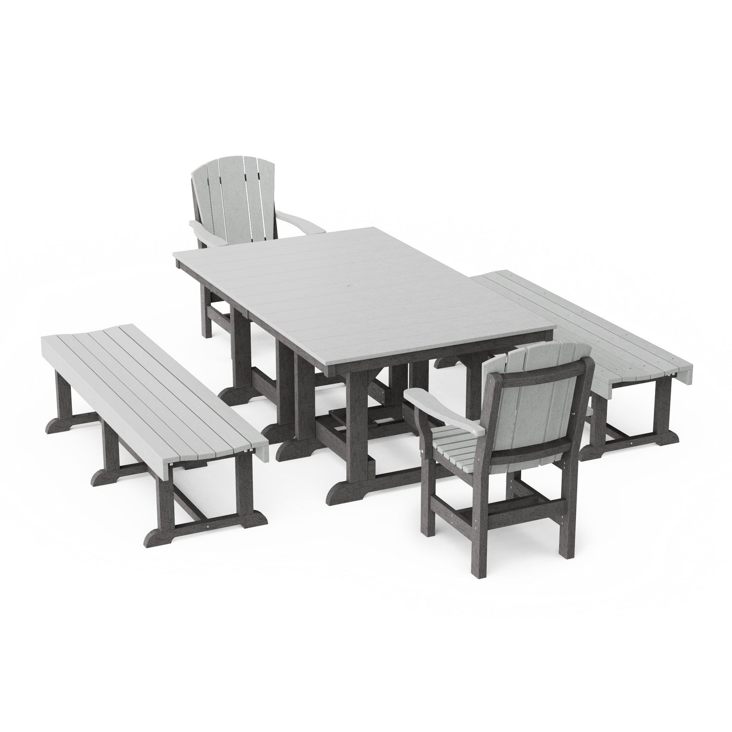 Heritage 5-Piece Rectangular Dining Set with Benches