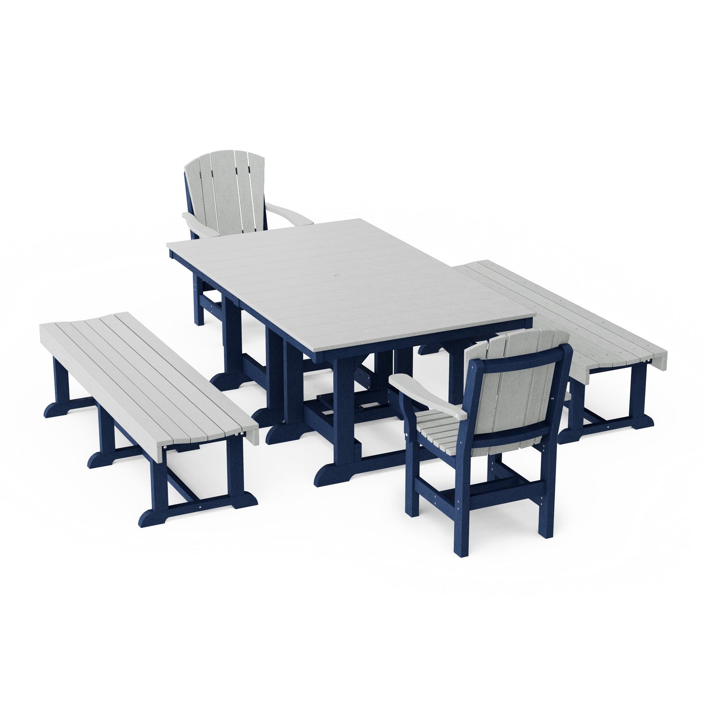 Heritage 5-Piece Rectangular Dining Set with Benches