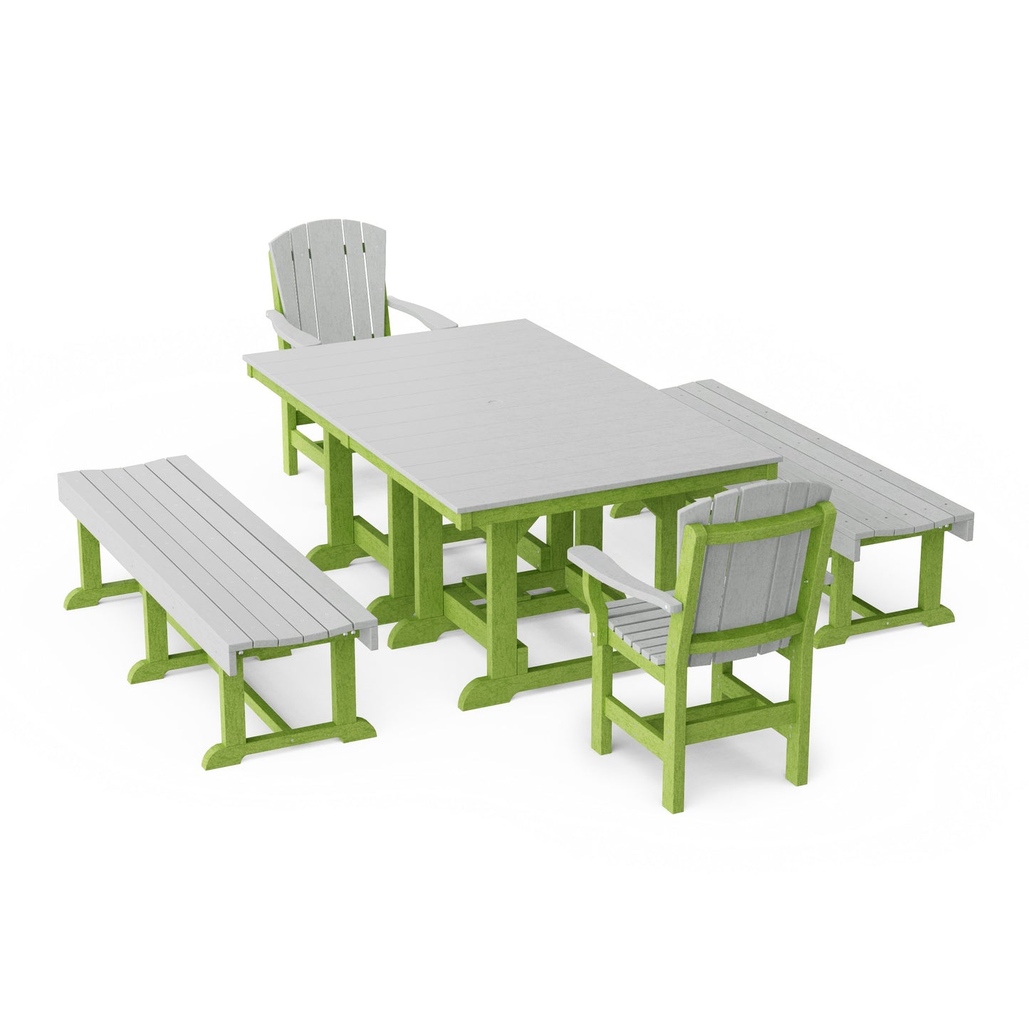 Heritage 5-Piece Rectangular Dining Set with Benches