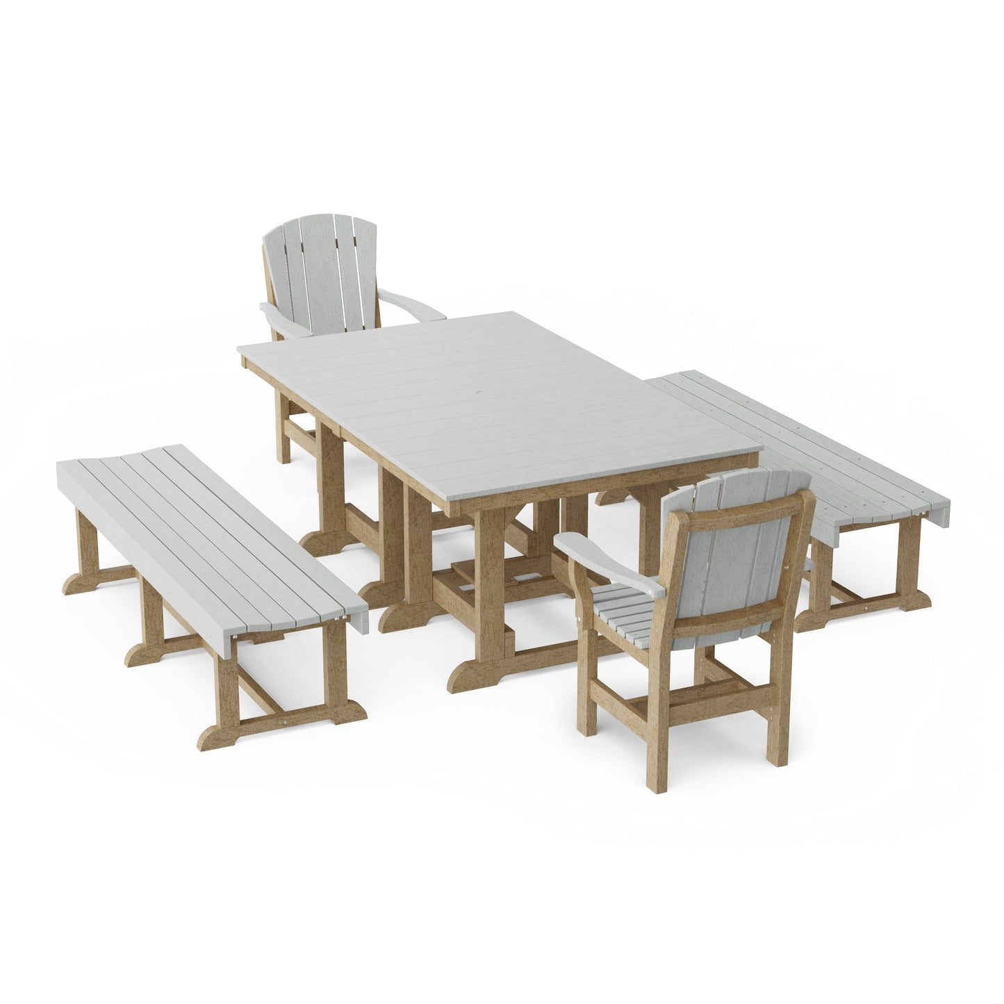 Heritage 5-Piece Rectangular Dining Set with Benches