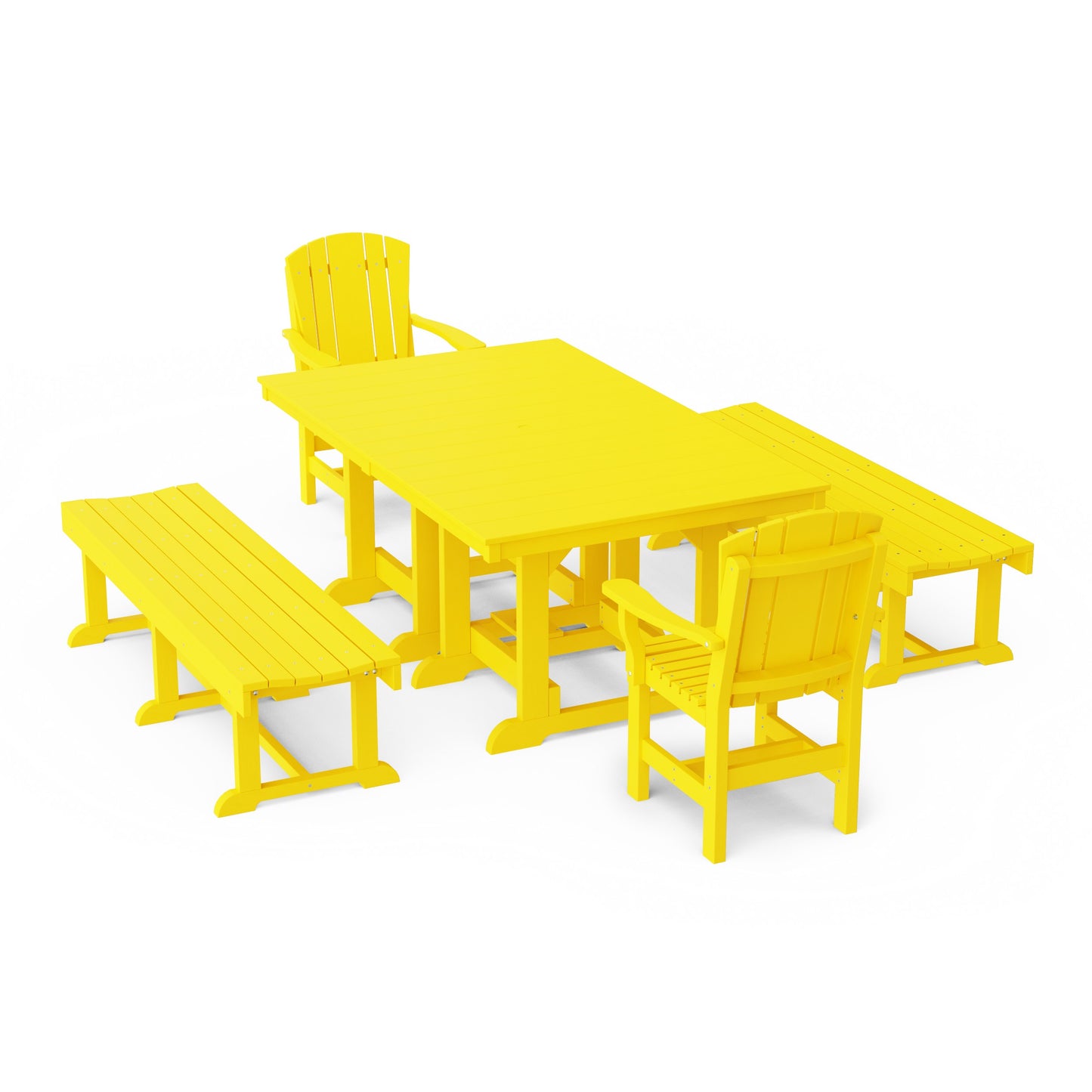 Heritage 5-Piece Rectangular Dining Set with Benches