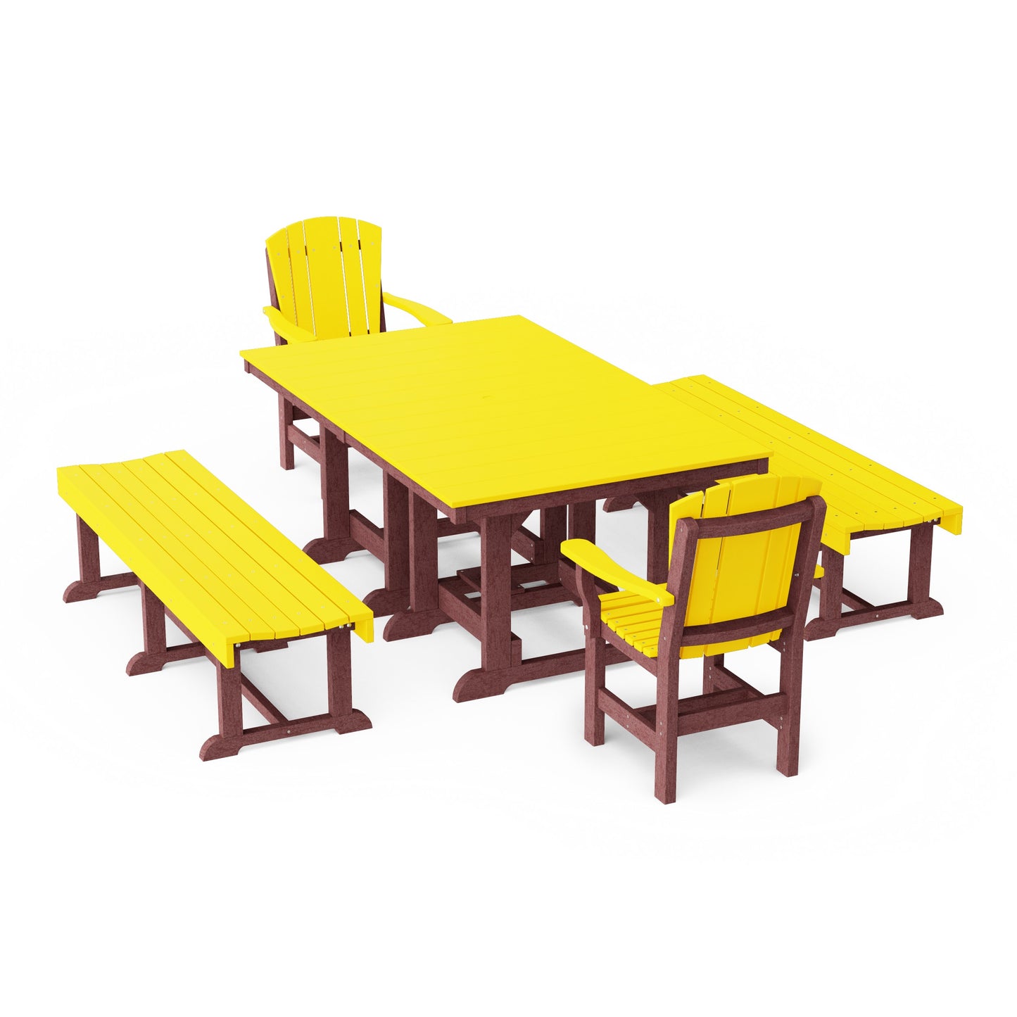 Heritage 5-Piece Rectangular Dining Set with Benches