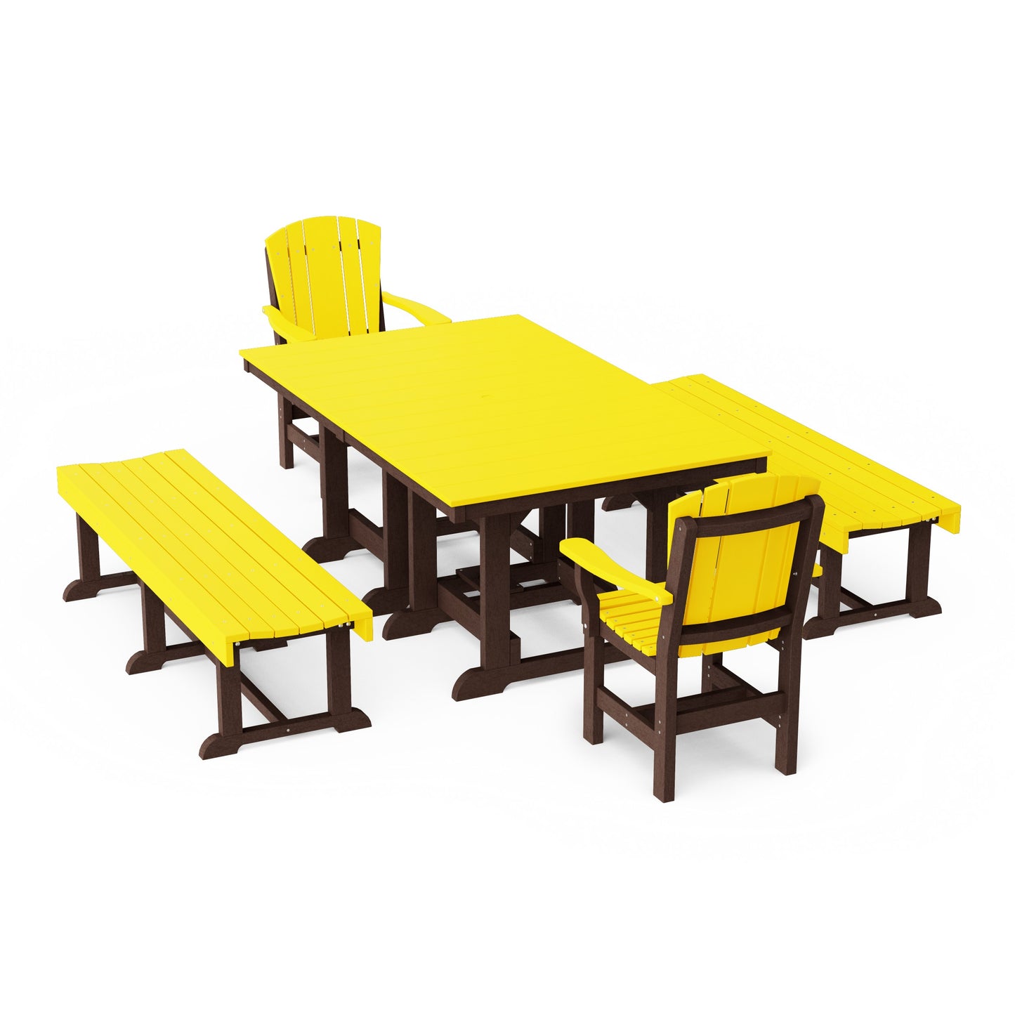 Heritage 5-Piece Rectangular Dining Set with Benches