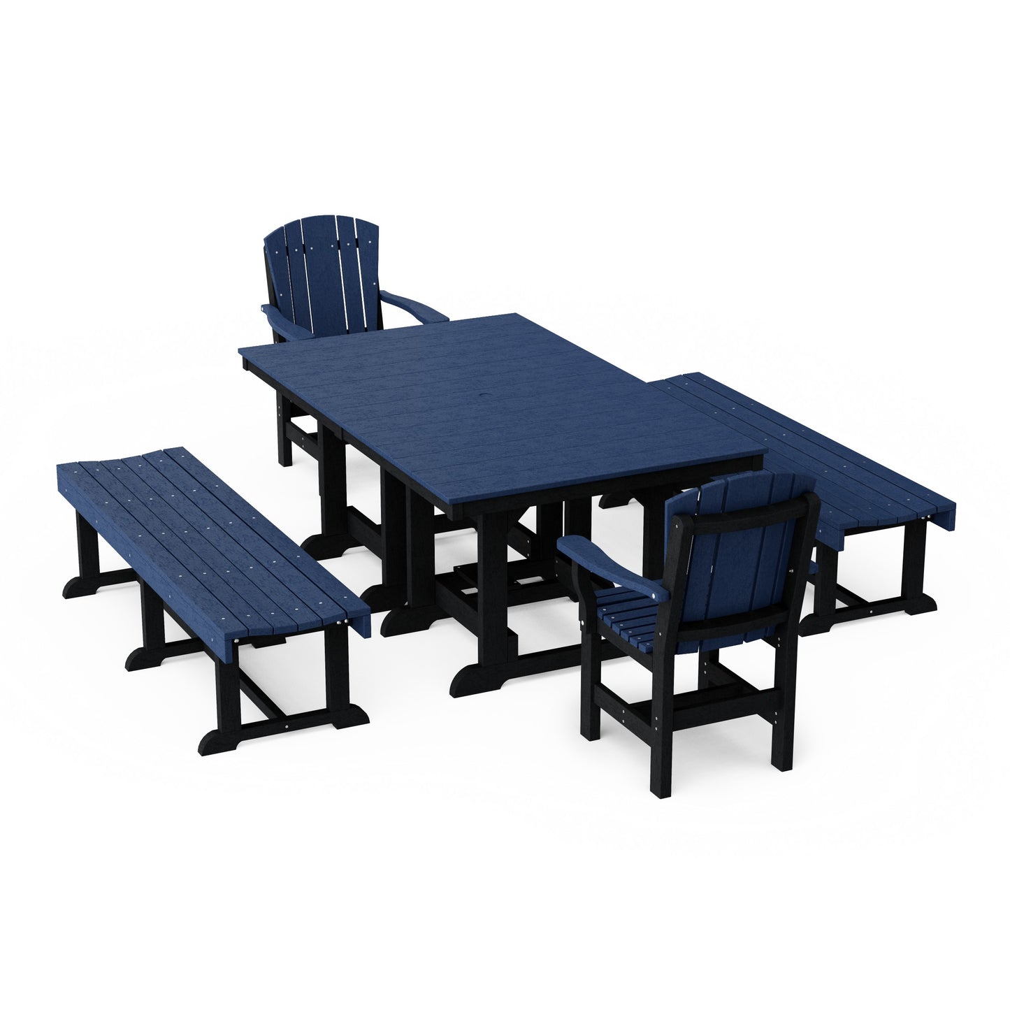 Heritage 5-Piece Rectangular Dining Set with Benches