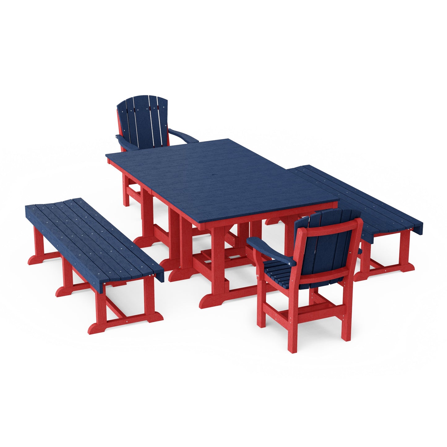 Heritage 5-Piece Rectangular Dining Set with Benches