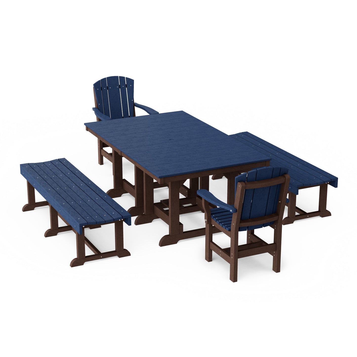 Heritage 5-Piece Rectangular Dining Set with Benches