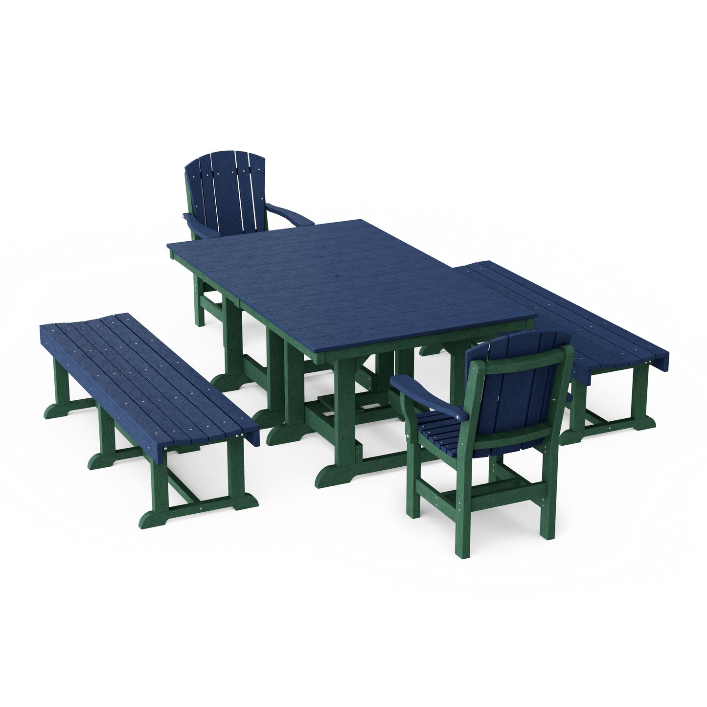 Heritage 5-Piece Rectangular Dining Set with Benches
