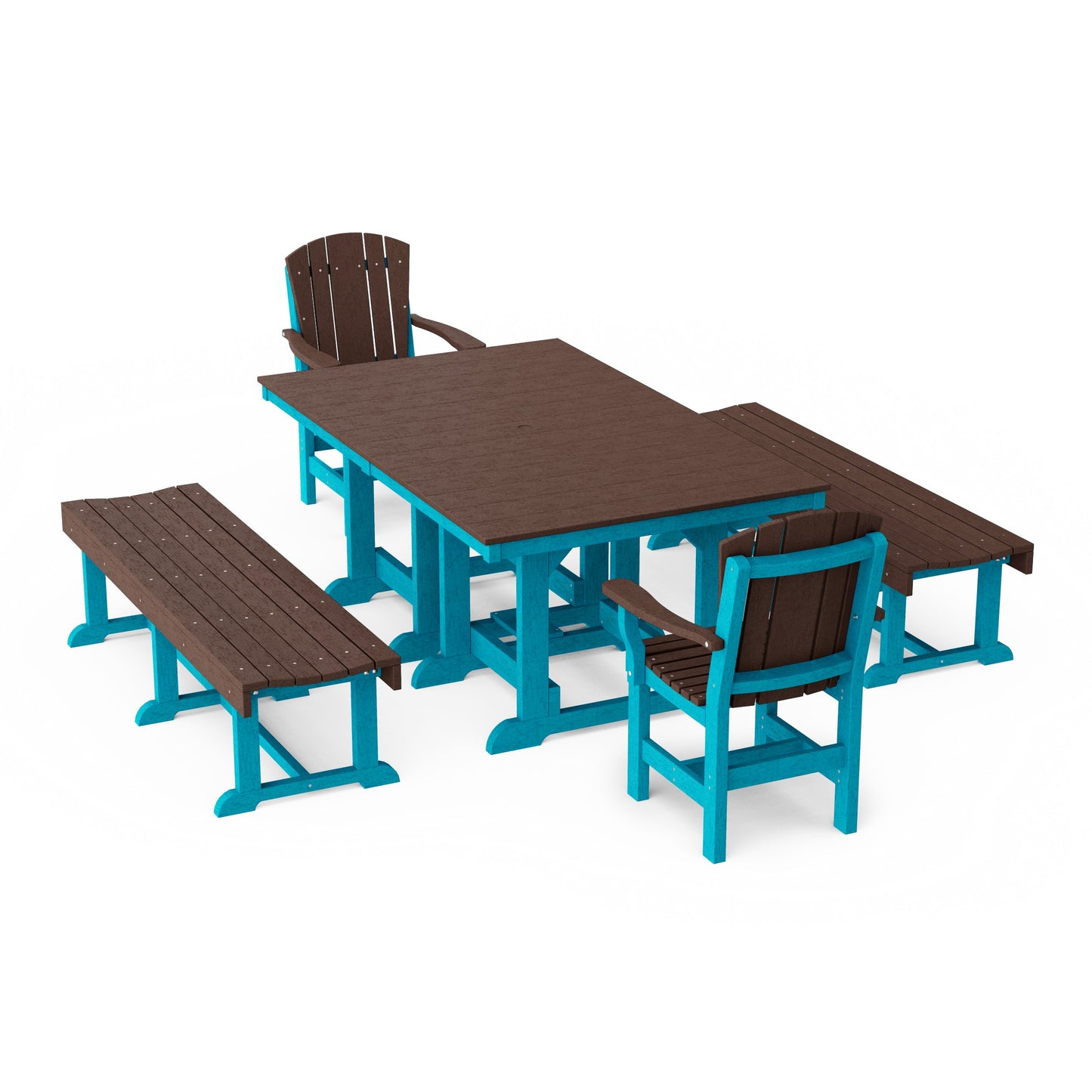 Heritage 5-Piece Rectangular Dining Set with Benches