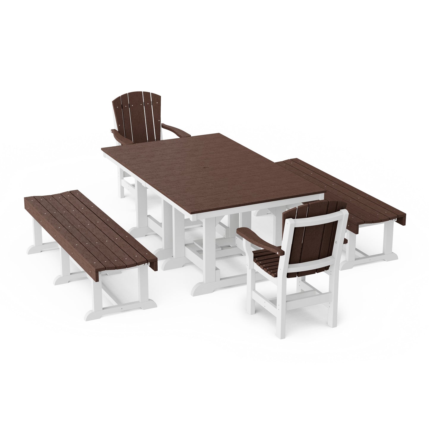 Heritage 5-Piece Rectangular Dining Set with Benches